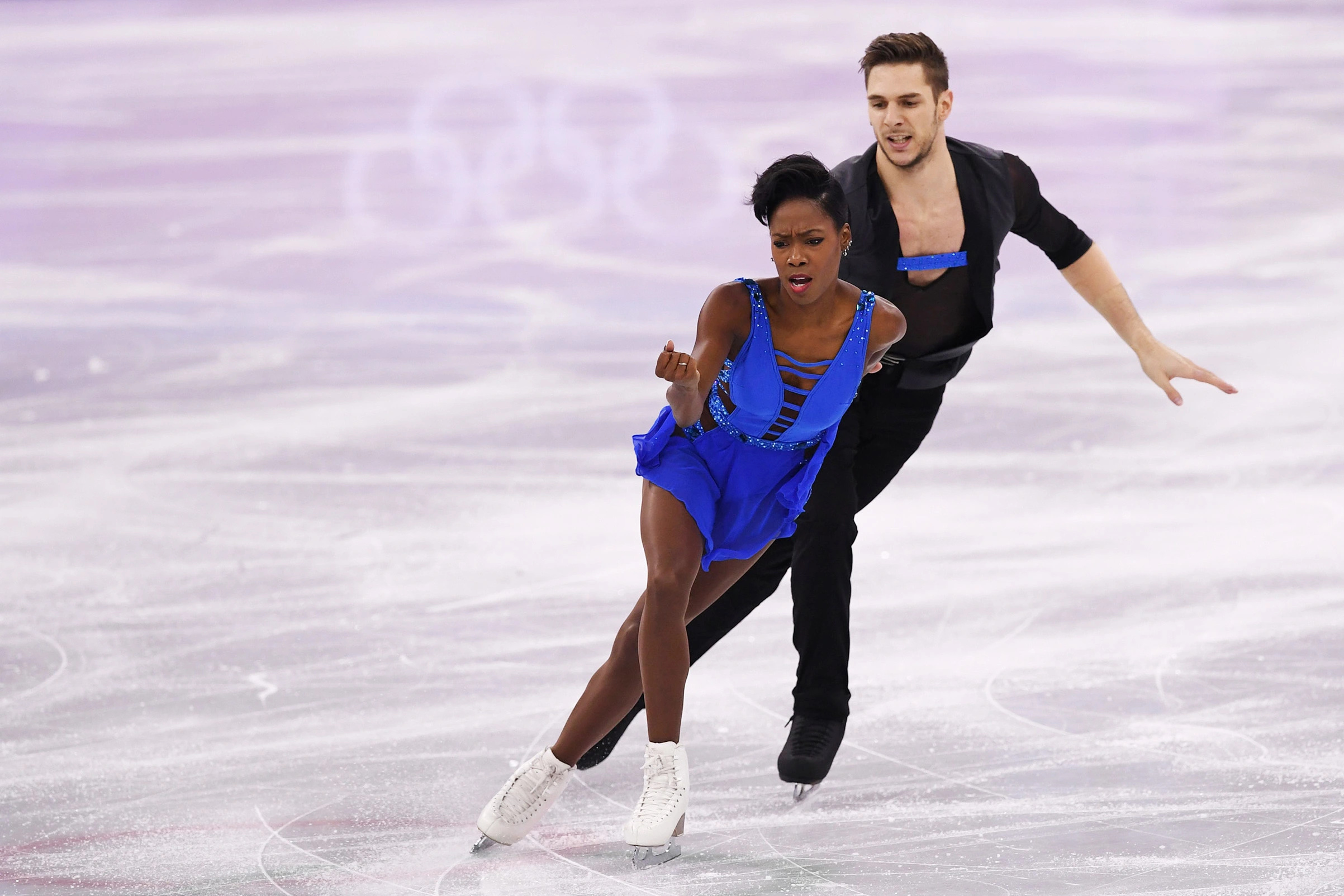 Pair Skating: Olympics 2018, Gold medal, France, Vanessa James and Morgan Cipres. 2410x1610 HD Background.