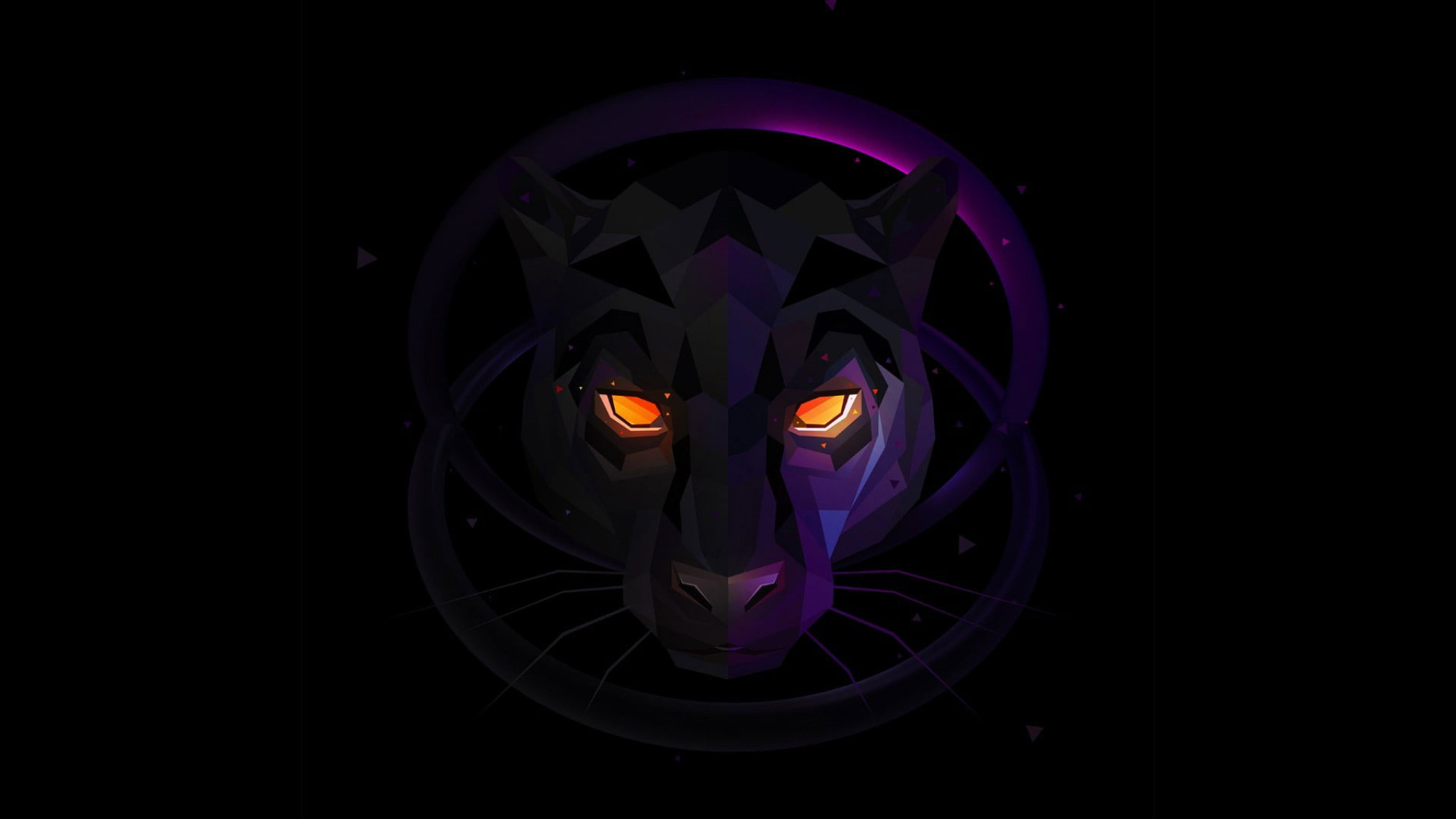 Black Panther (Animal): Jaguar, Digital art, Lowpoly. 2050x1160 HD Wallpaper.