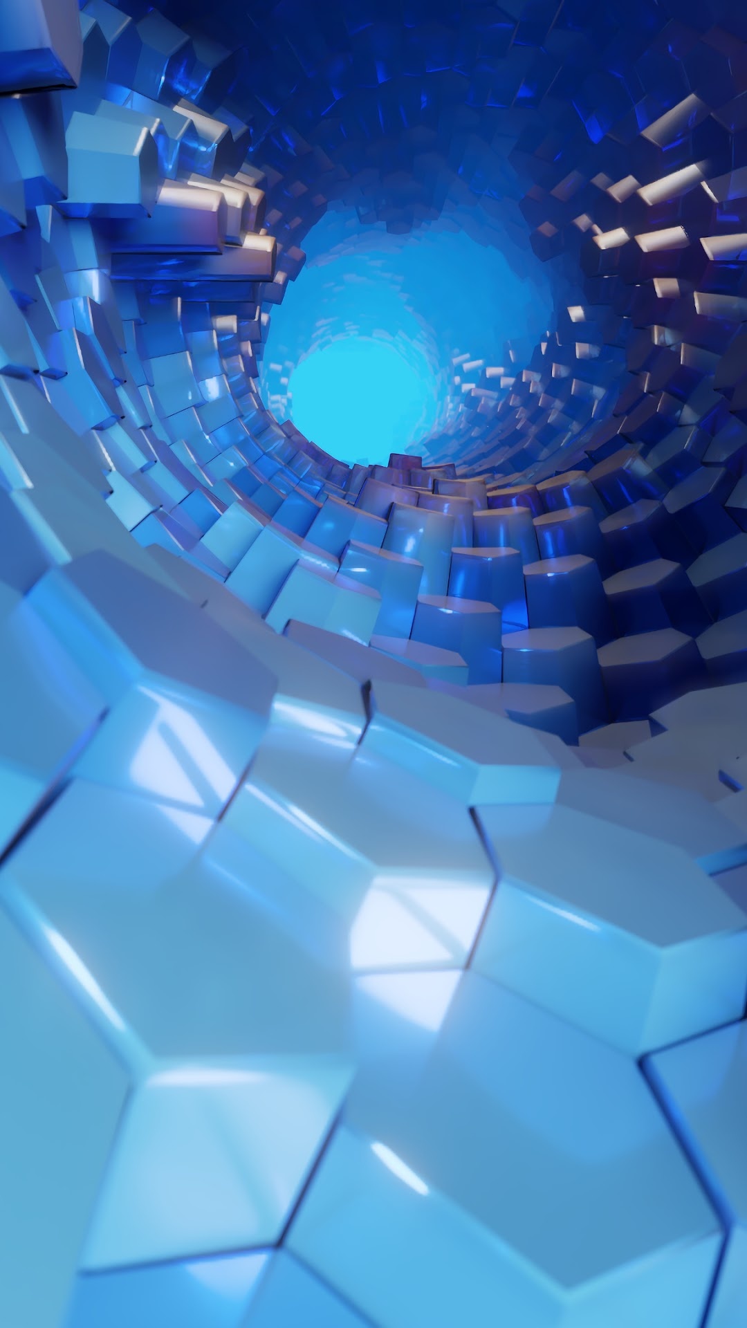 3D blue abstract, Hexagon wallpaper, 4K resolution, Stunning visuals, 1080x1920 Full HD Phone