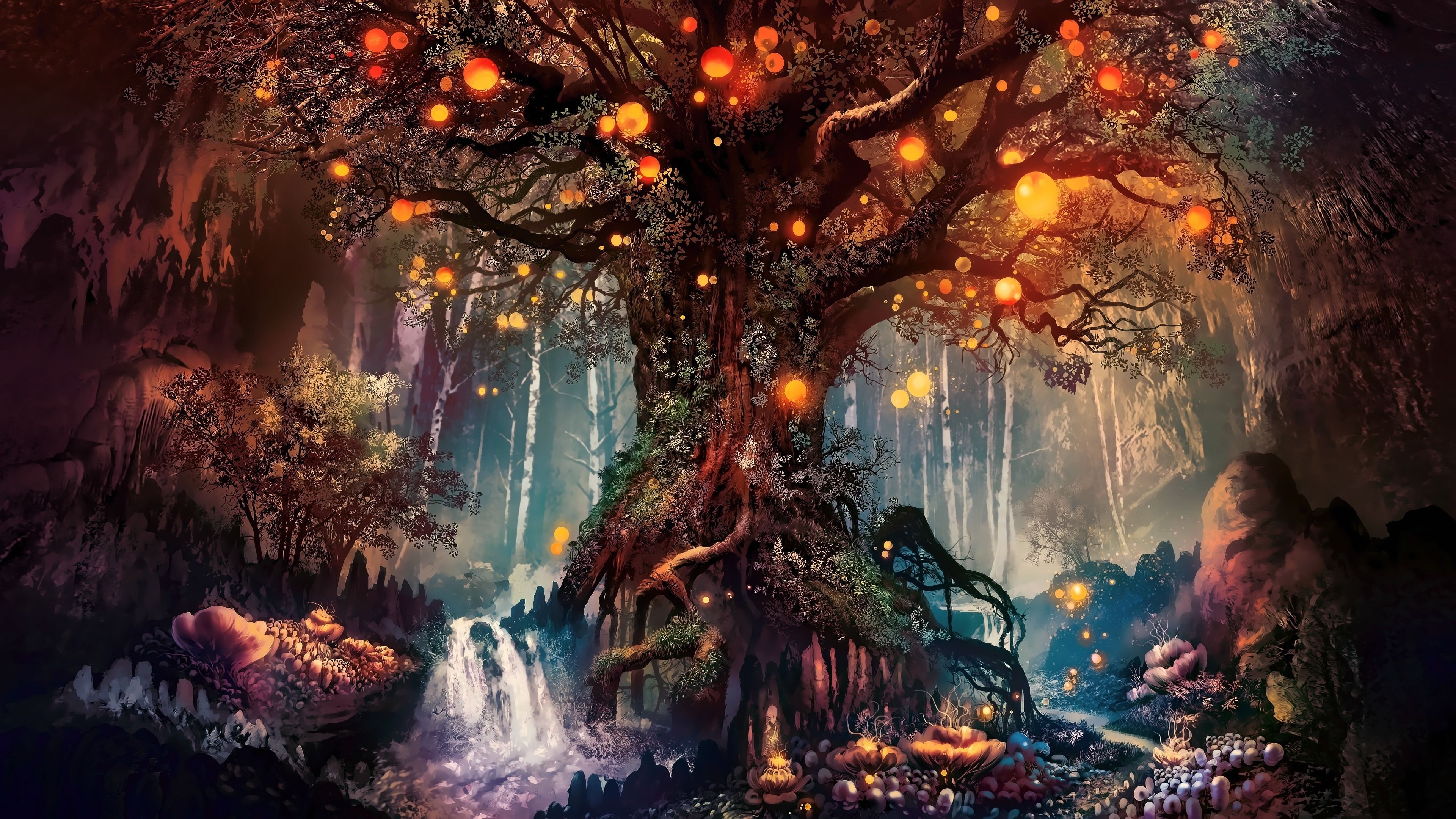 Old tree, Fantasy Art Wallpaper, 3840x2160 4K Desktop