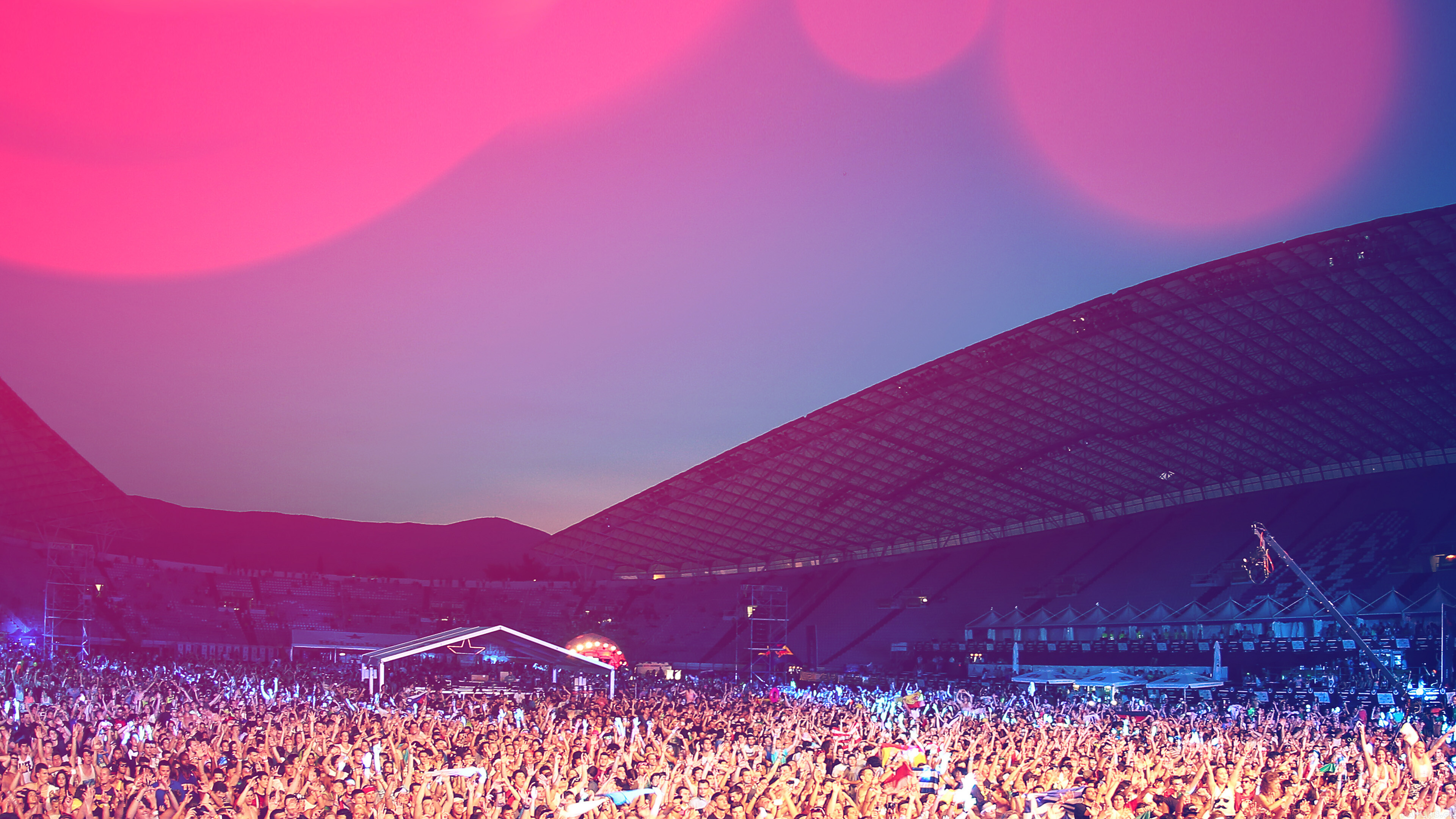 Party: A large group of people enjoying a concert performance, Ultra Europe. 3840x2160 4K Background.