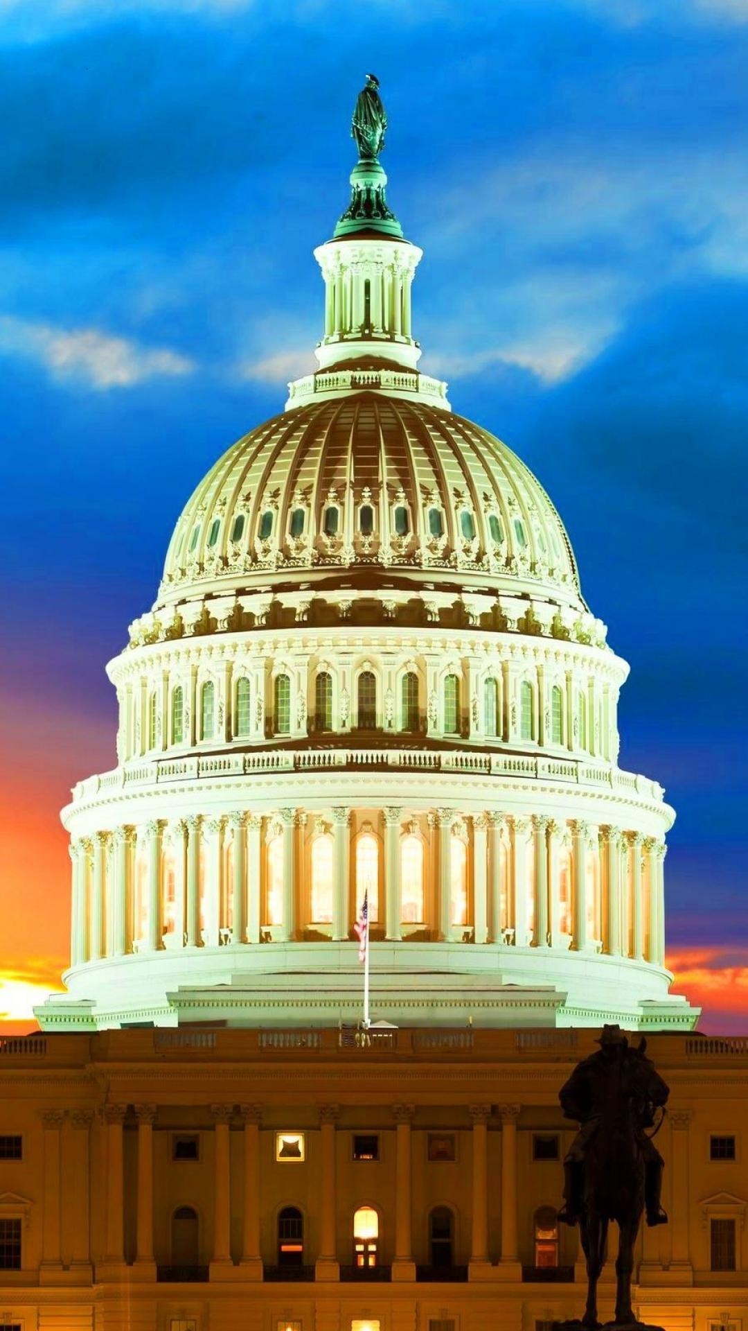 Washington, D.C.: US Capitol, Situated on Capitol Hill at the eastern end of Pennsylvania Avenue. 1080x1920 Full HD Background.