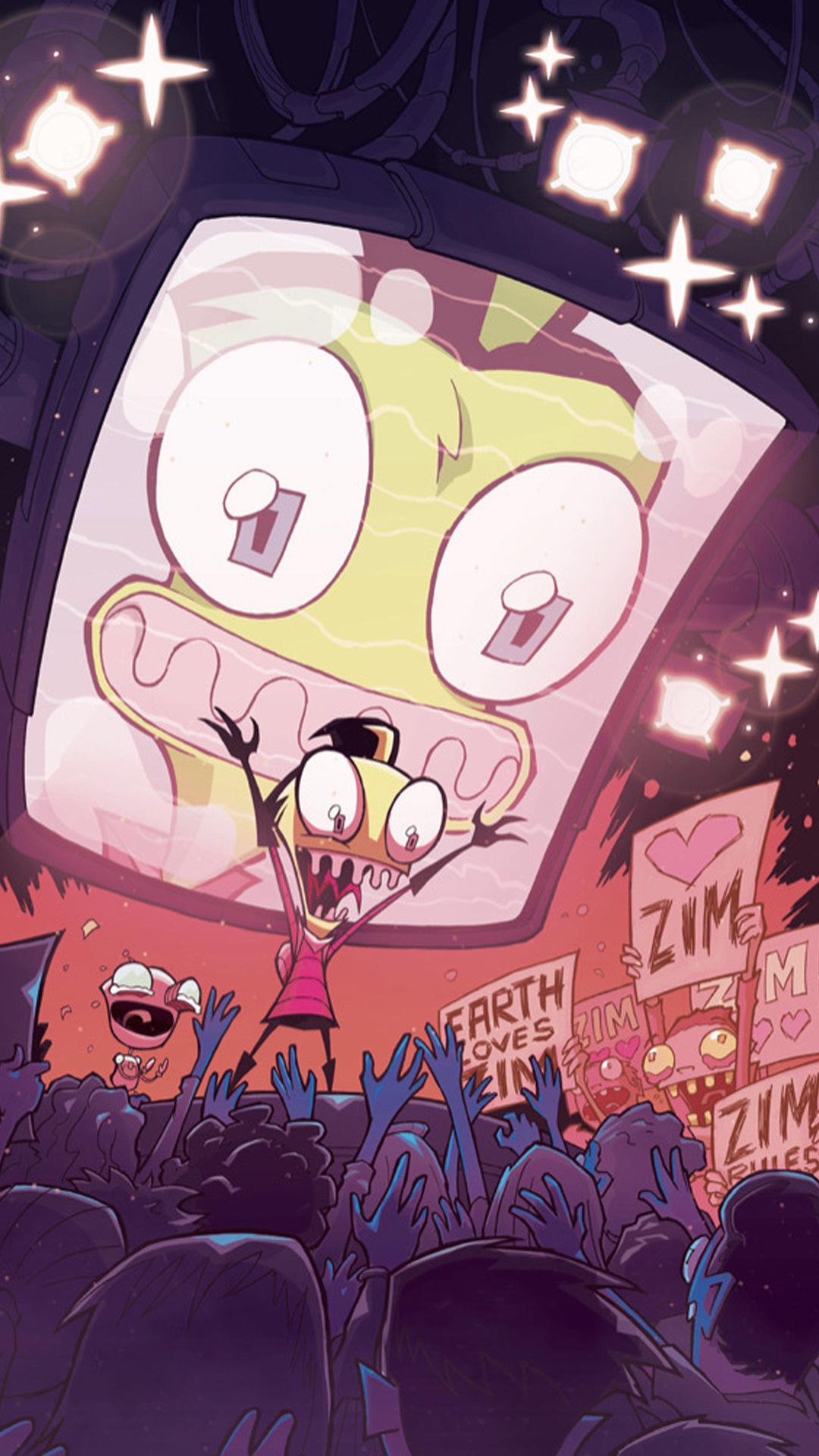 Invader ZIM, Artistic backgrounds, Animated brilliance, 1080x1920 Full HD Handy