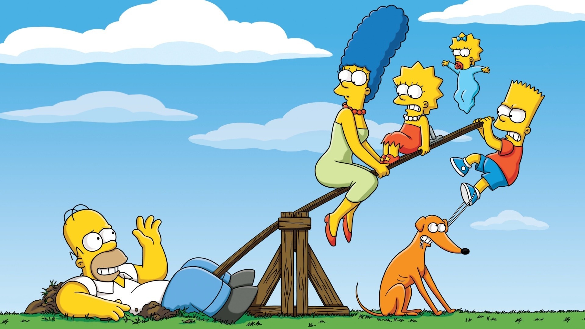 Homer Simpson, Marge Simpson, Bart Simpson, Maggie Simpson, 1920x1080 Full HD Desktop