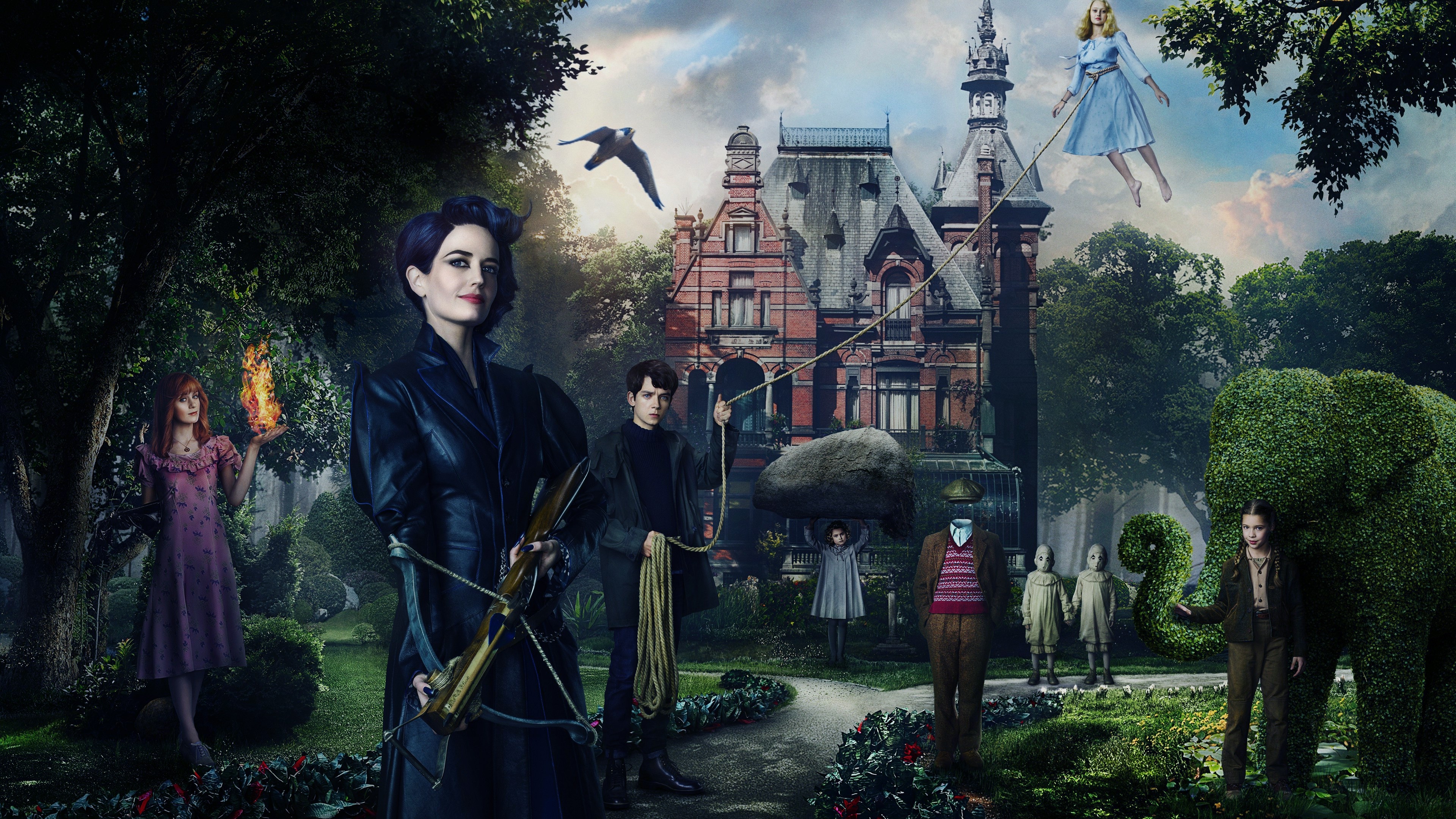 Miss Peregrine's Home for Peculiar Children, Fantasy film, Unique characters, Quirky world, 3840x2160 4K Desktop