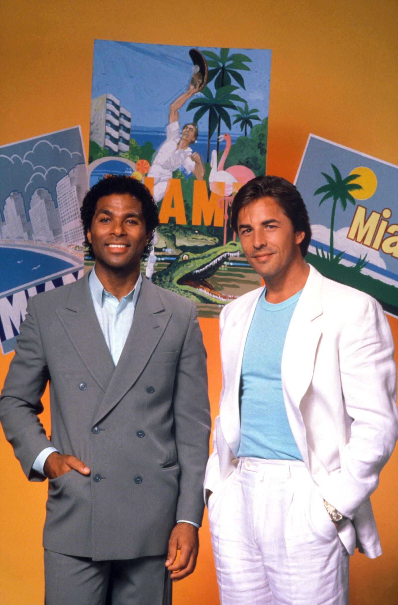 Don Johnson: Miami Vice, An American crime drama television series created by Anthony Yerkovich, Philip Michael Thomas. 1590x2400 HD Wallpaper.