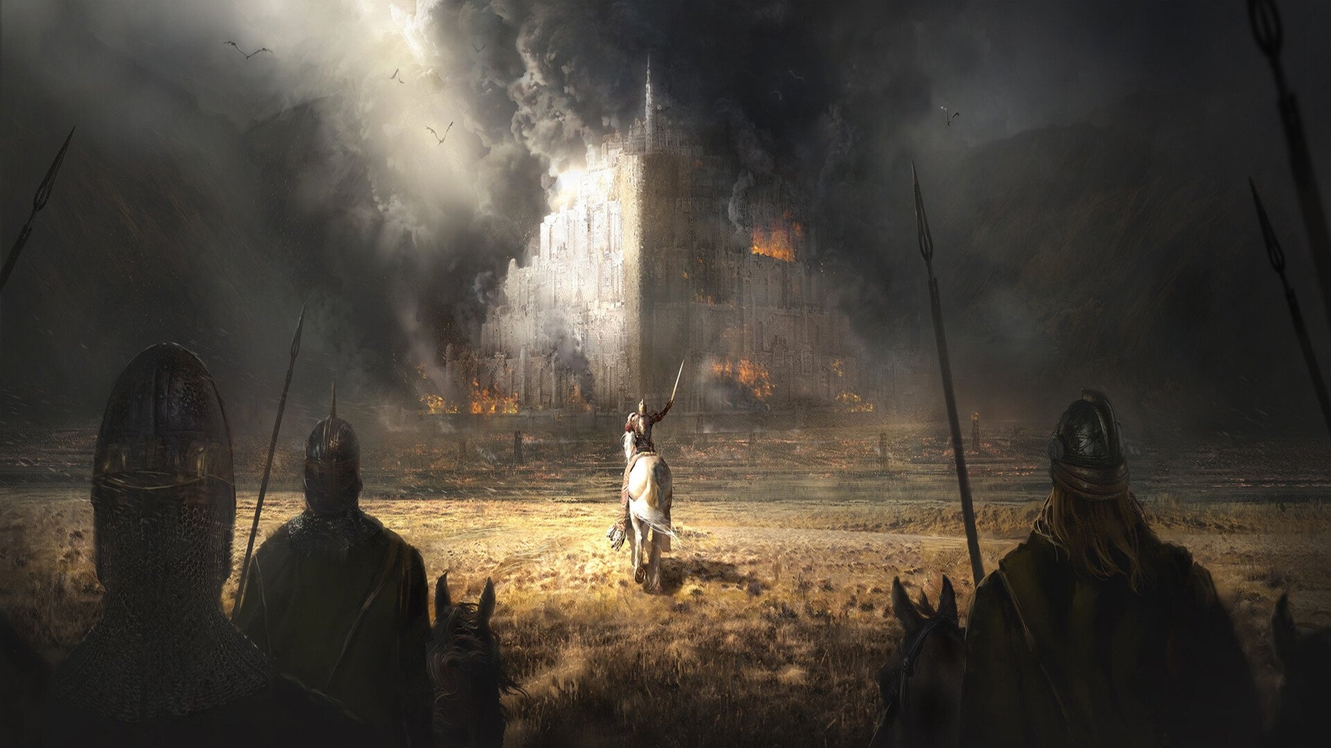 Gondor: Battle of the Pelennor Fields, The defense of the city of Minas Tirith, The largest battle in the War of the Ring. 1920x1080 Full HD Wallpaper.