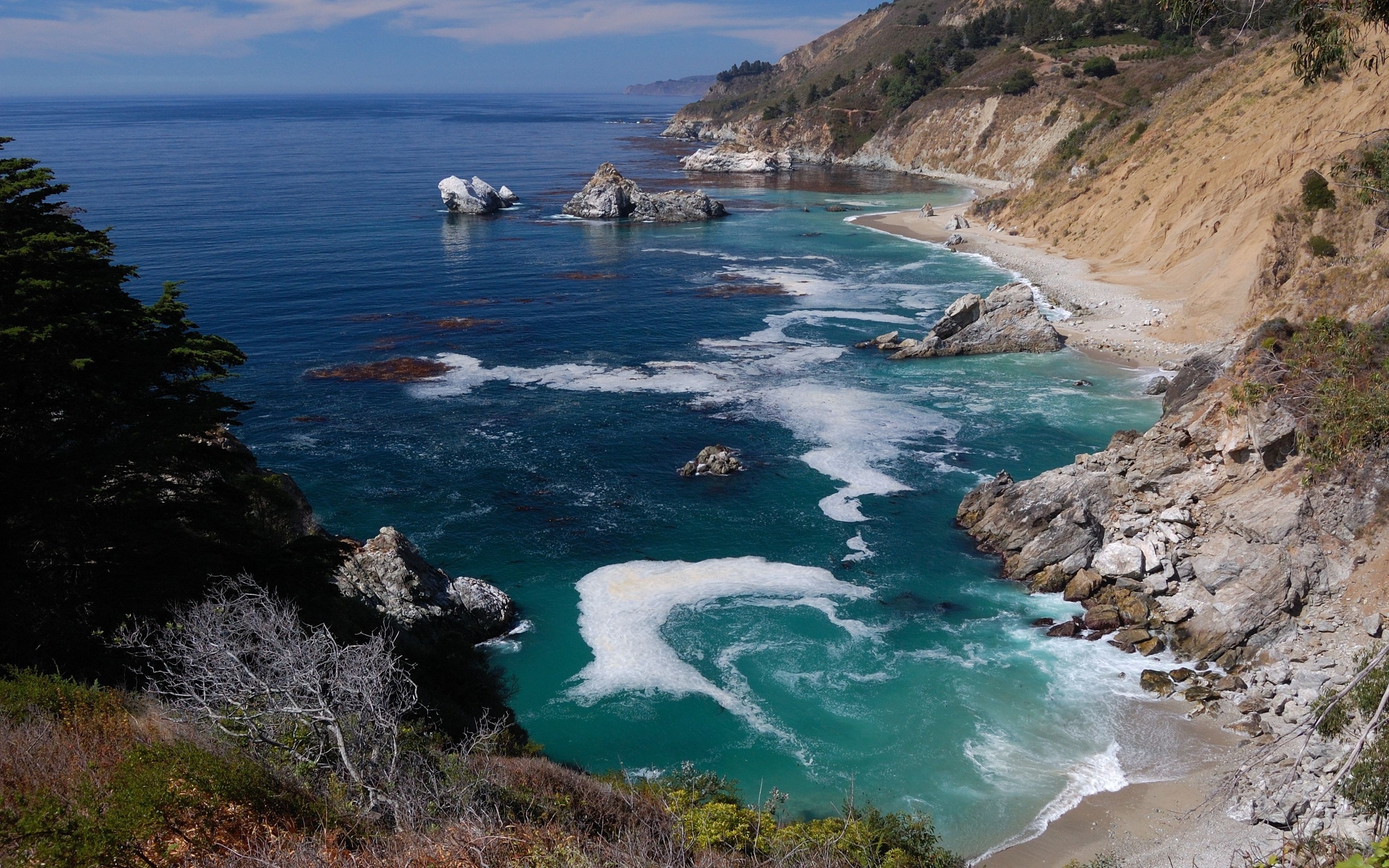 Big Sur, California coast, McWay Falls, Pacific Ocean, 2560x1600 HD Desktop