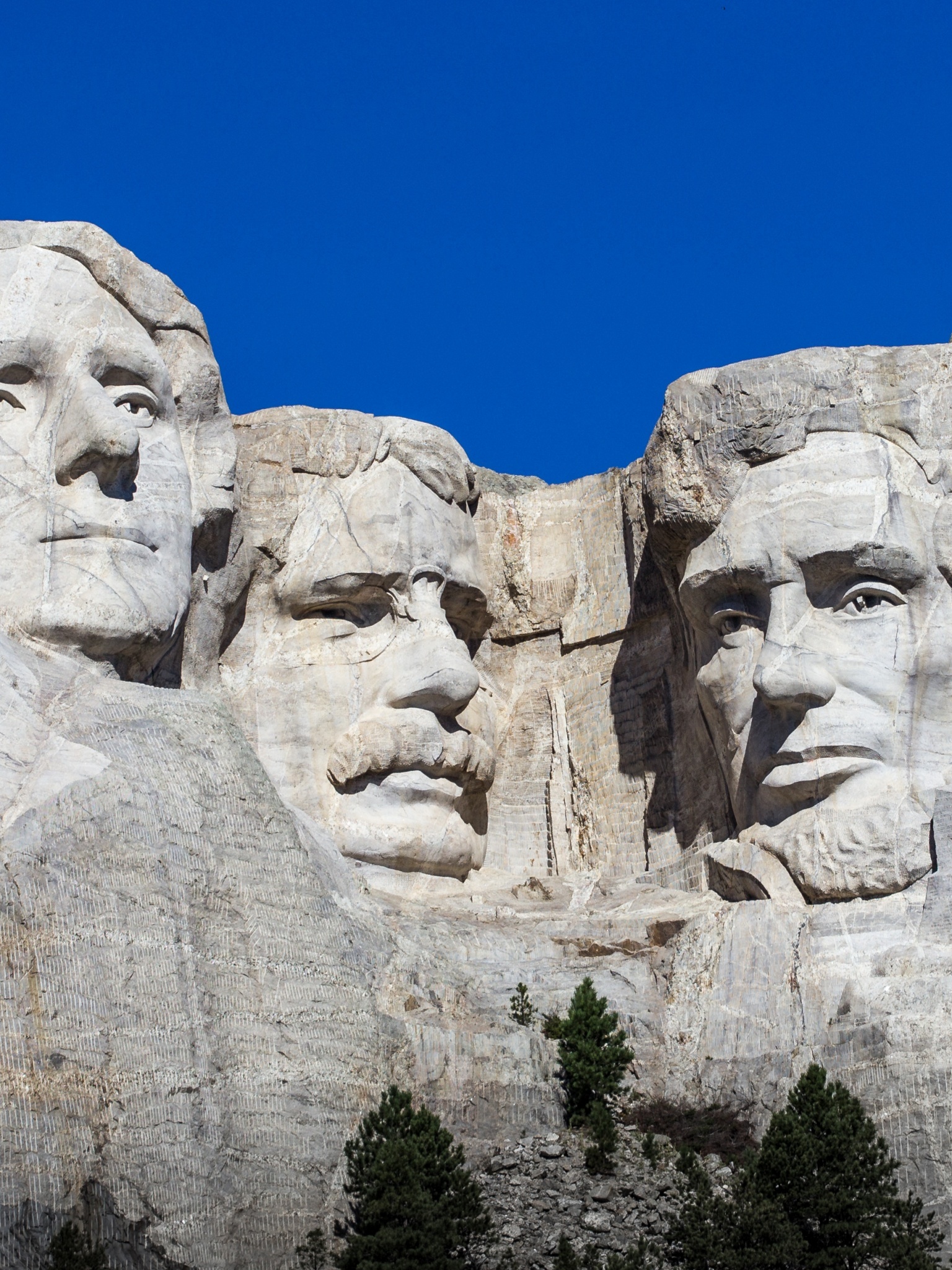 4K wallpaper, Presidents in stone, South Dakota beauty, Blue sky backdrop, 1540x2050 HD Phone