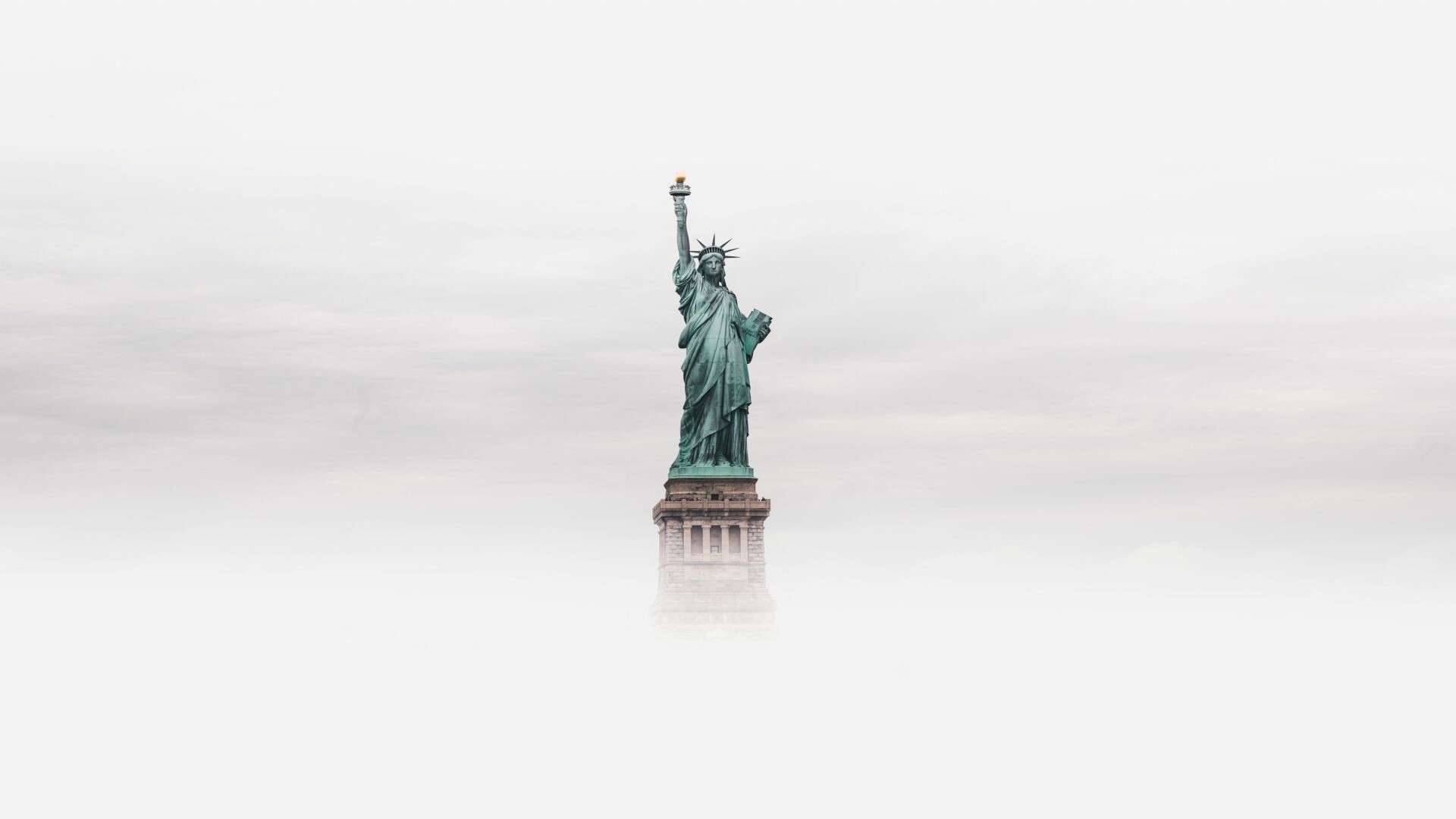 Statue of Liberty: Architecture, Minimal, Upper New York Bay, Classical sculpture. 1920x1080 Full HD Wallpaper.
