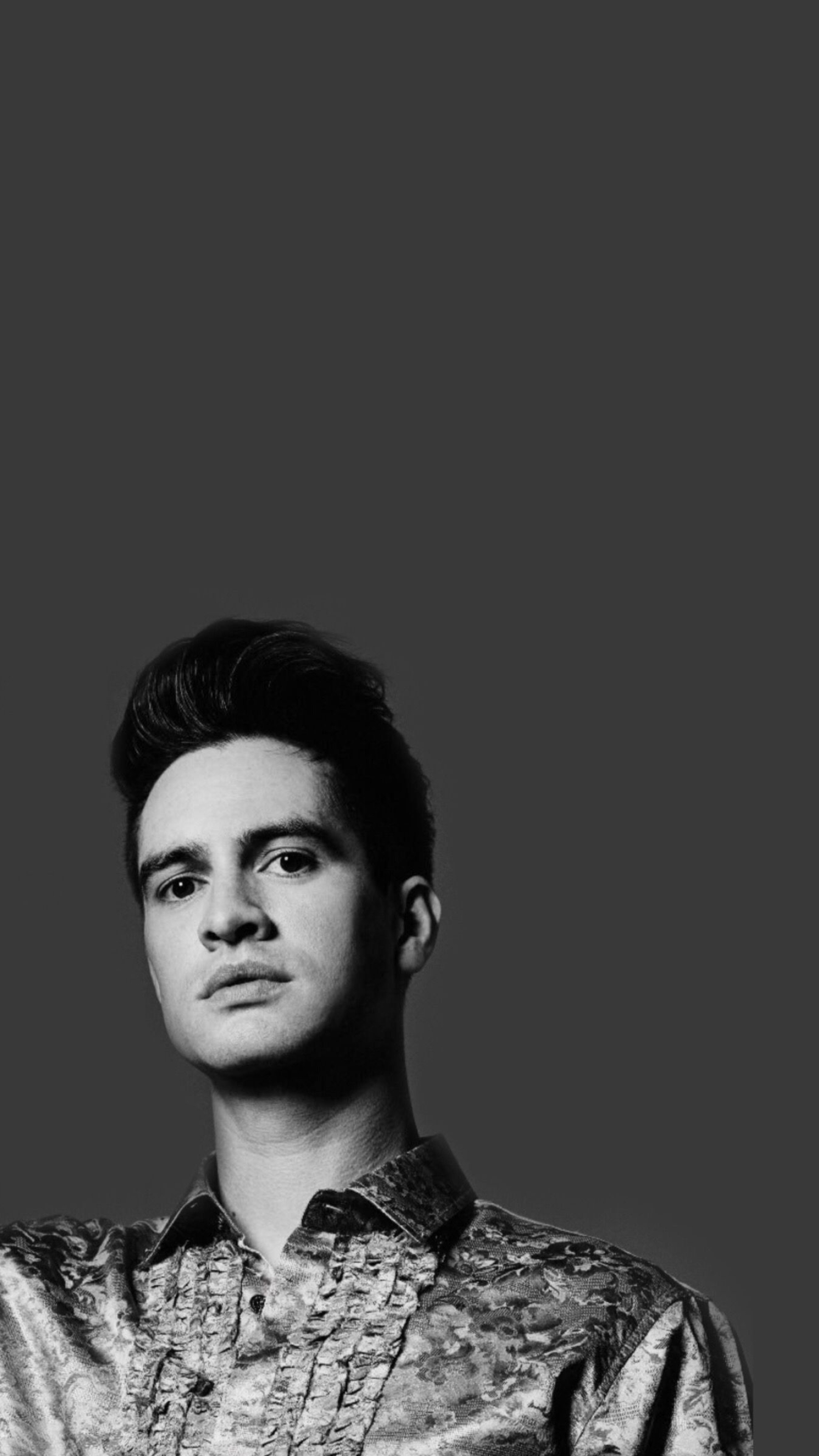 Brendon Urie: American singer, songwriter, and musician, Monochrome. 1500x2650 HD Wallpaper.