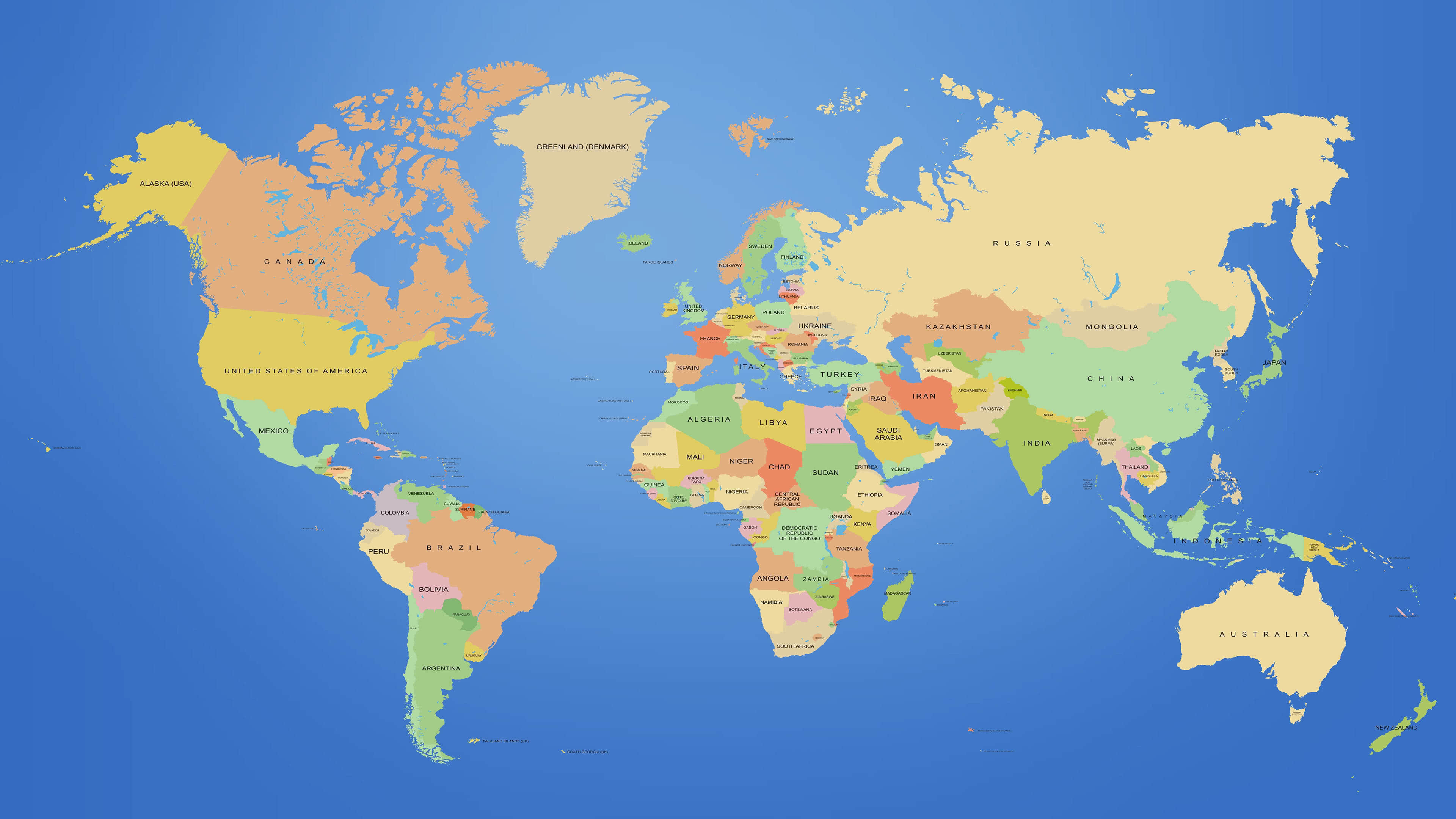 World map, Countries, 4K wallpaper, Geographic diversity, 3840x2160 4K Desktop