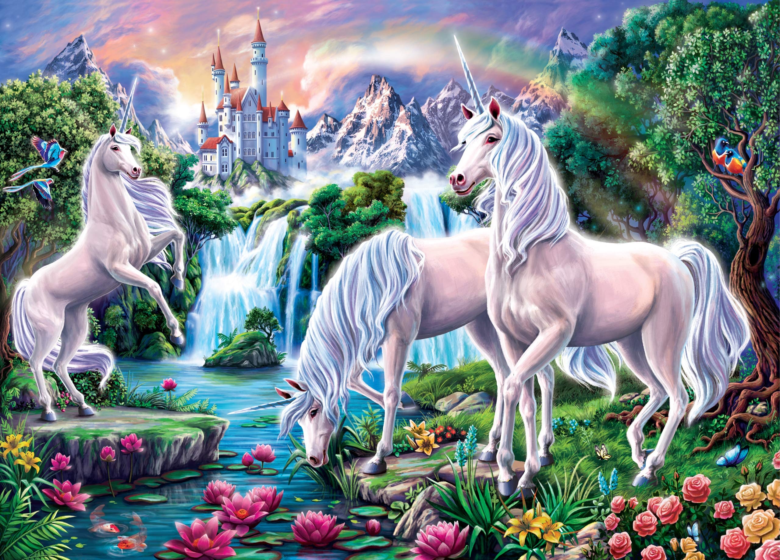 Unicorn paradise puzzle, Peter Pauper Press, Magical artwork, Relaxing pastime, 2560x1840 HD Desktop