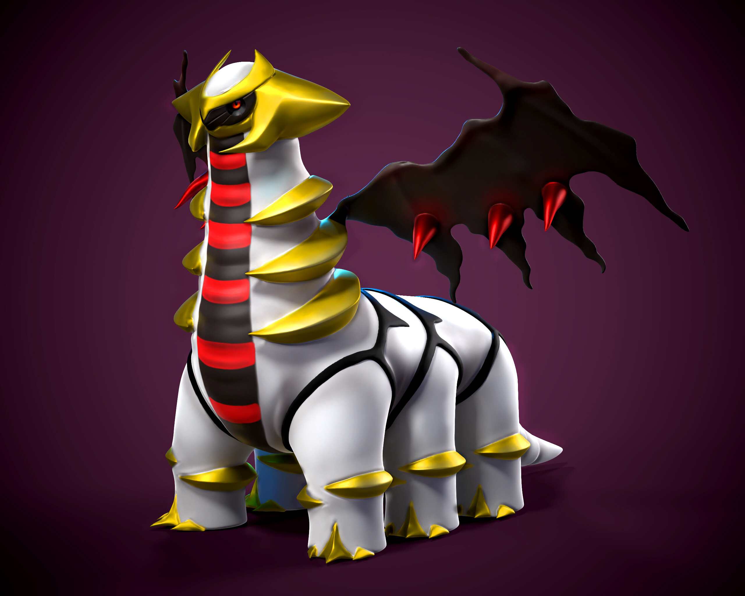 Giratina: A gold crown-like object on the head, Two large horns pointing sideway, Two large black ghostly wings. 2560x2050 HD Wallpaper.