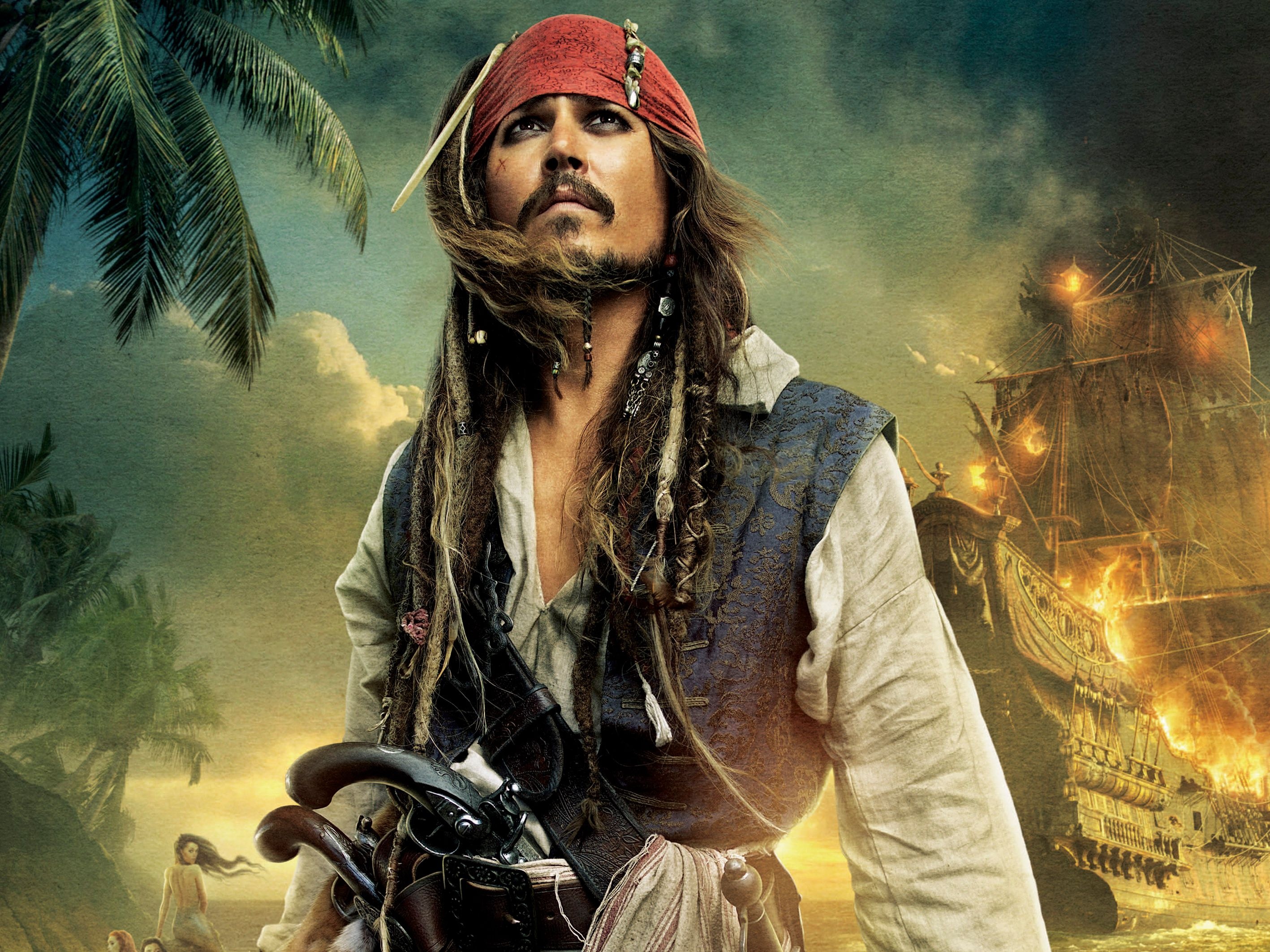 Pirates of the Caribbean: Captain Jack Sparrow, Portrayed by Johnny Depp. 2840x2130 HD Background.
