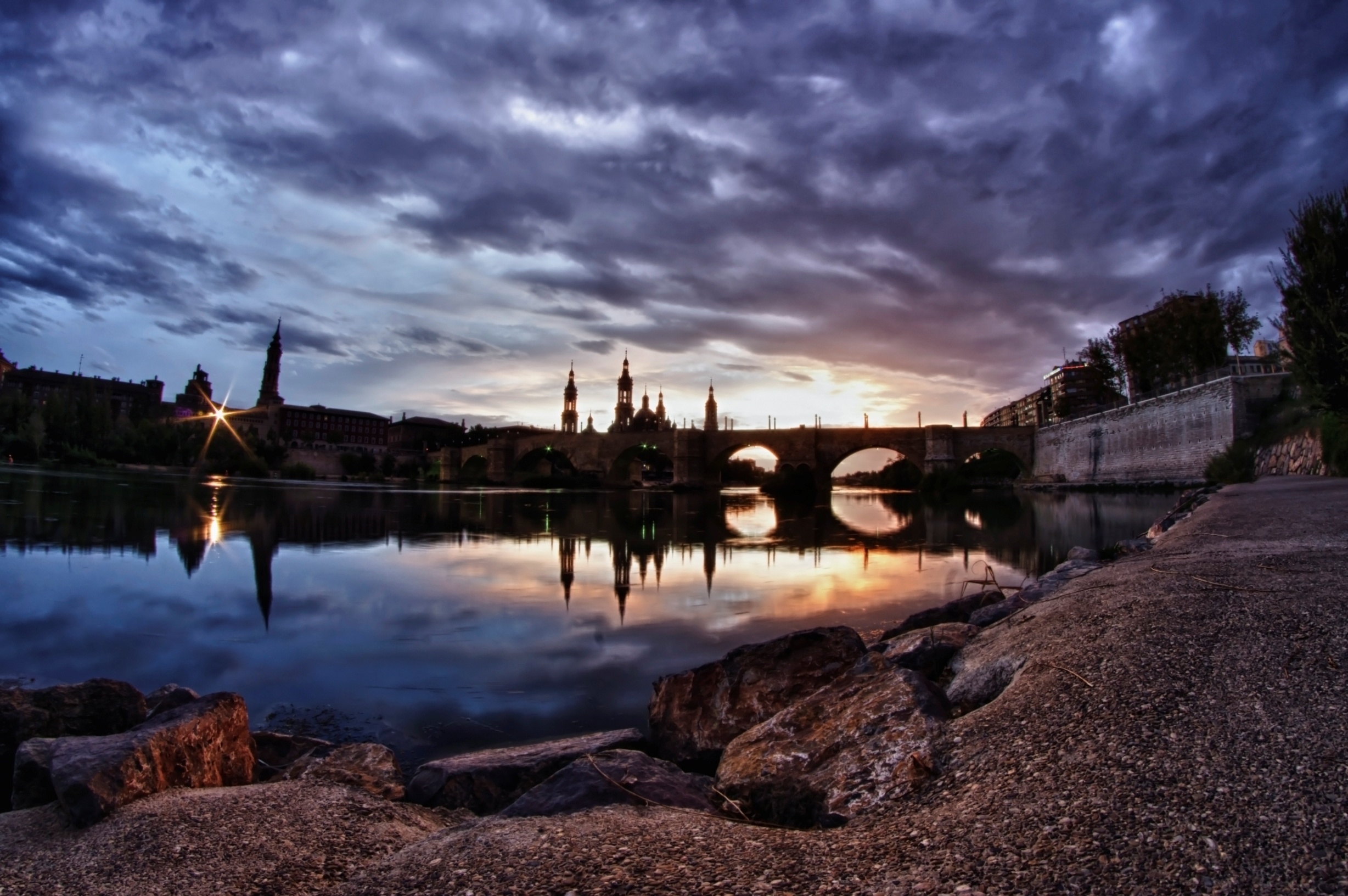 The Ebro River, Breathtaking sunset, Tranquil reflections, Spanish beauty, 2460x1640 HD Desktop