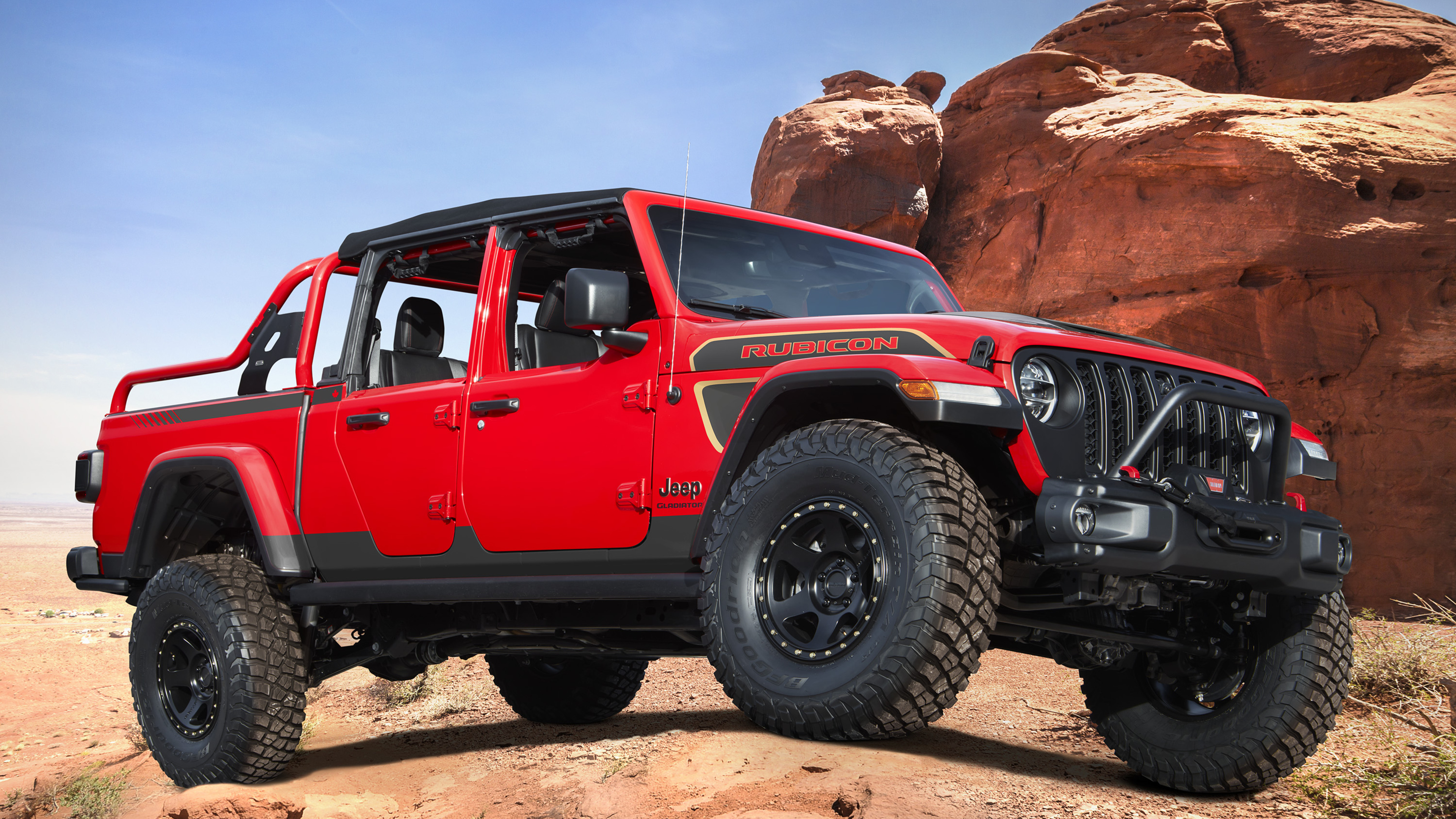 Jeep Gladiator, 2021 version, 4K HD wallpapers, Red bare, 3840x2160 4K Desktop