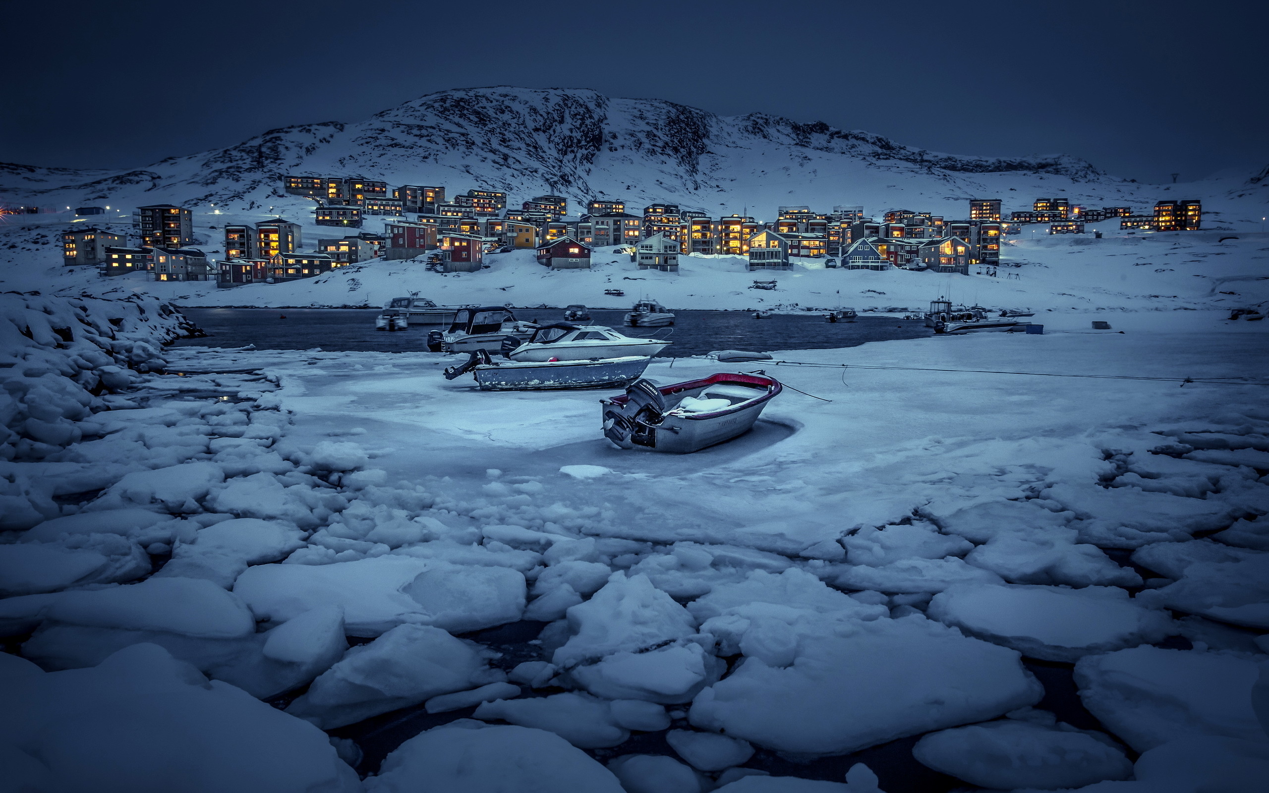 Greenland: Qinngorput, Nuuk, Denmark granted home rule to the island in 1979. 2560x1600 HD Background.