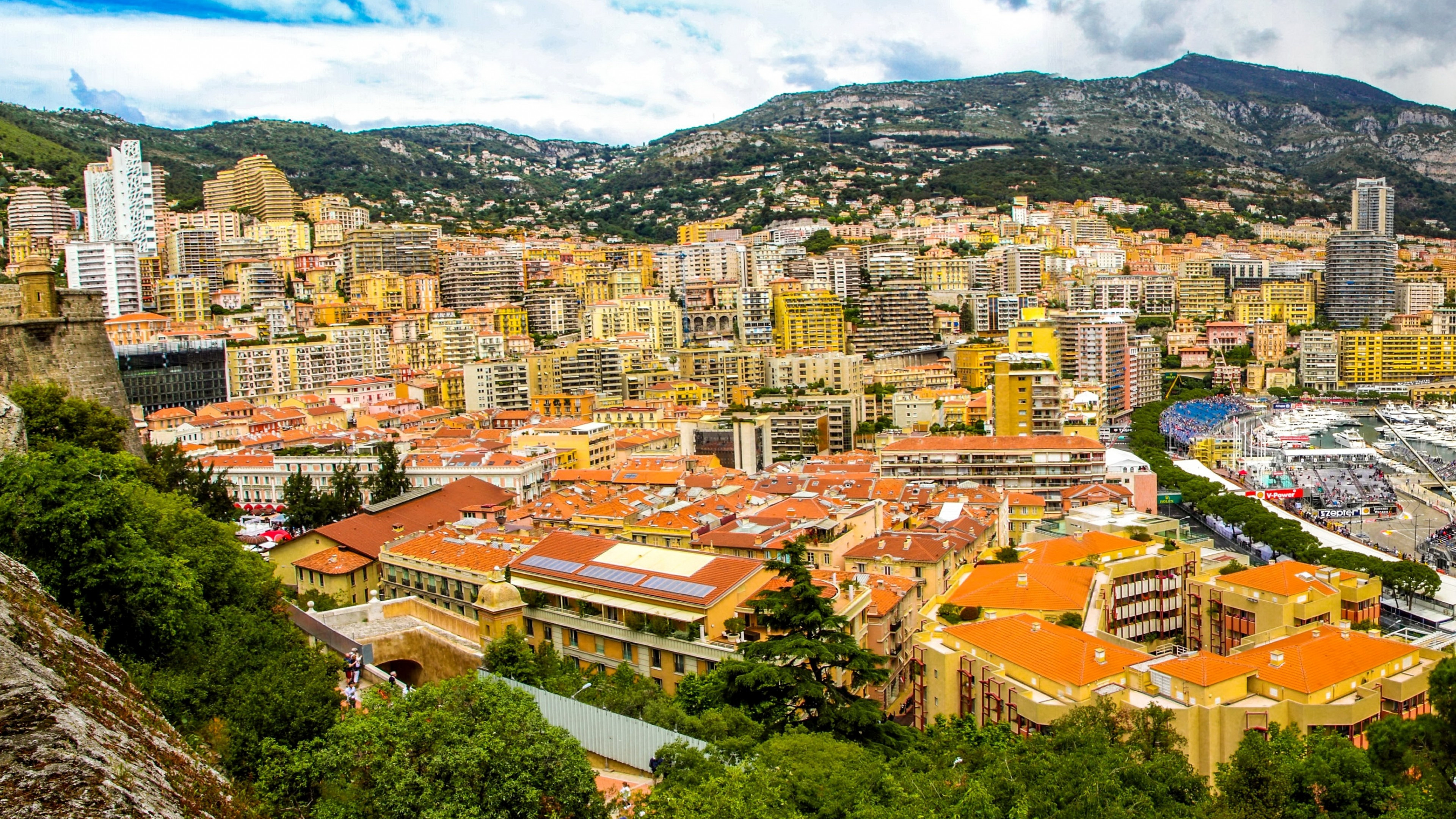 Monaco houses, Beach cityscape wallpapers, UHD TV, Travels, 3840x2160 4K Desktop