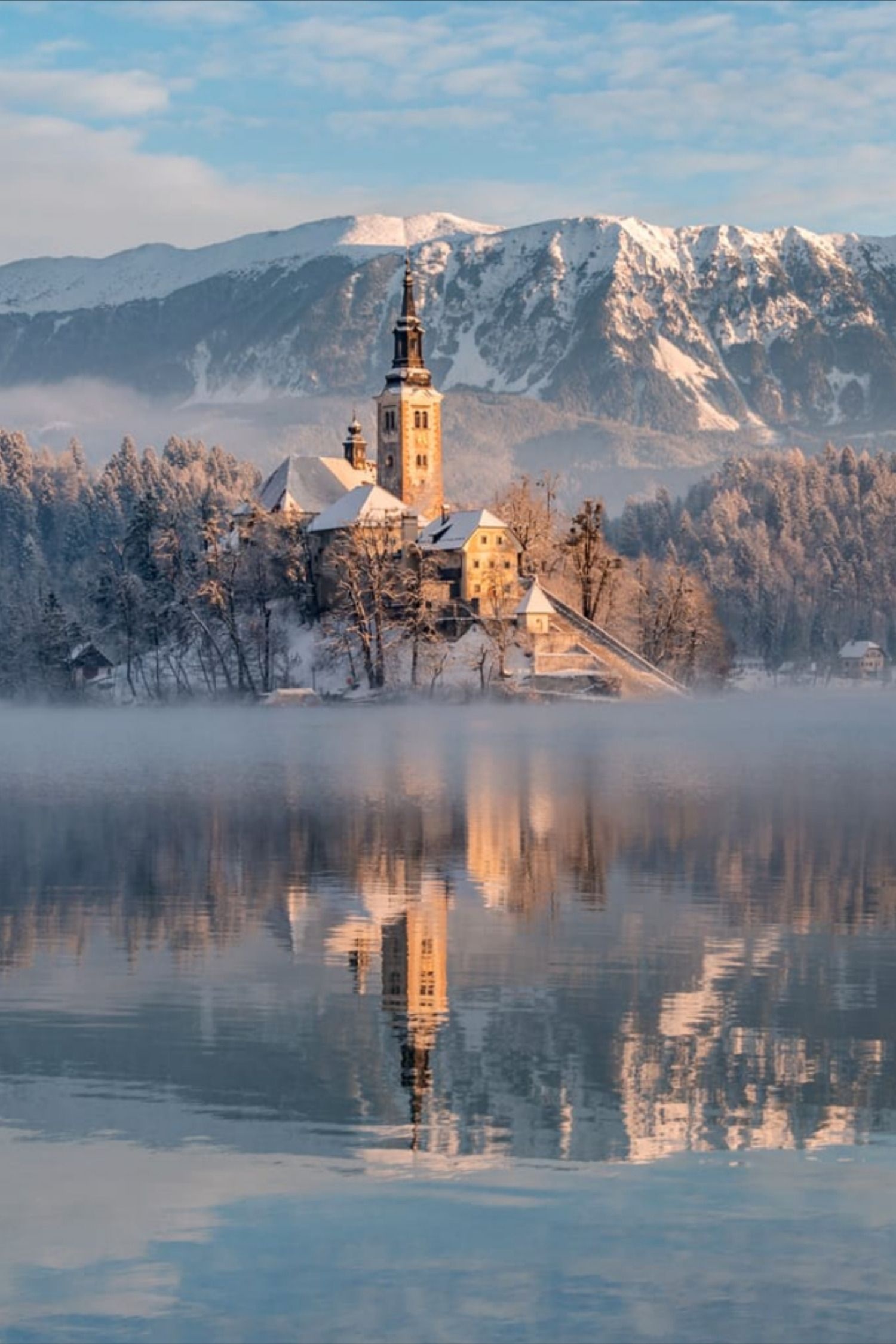 Lake Bled winter, European destinations, Road affair, Winter wonderland, 1500x2250 HD Phone