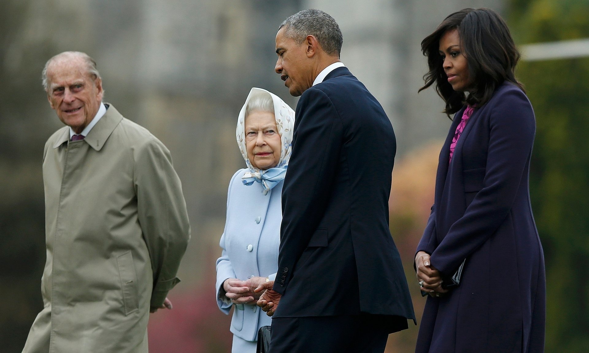 Queen Elizabeth II, Prince Philip, President Obama, Michelle Obama, Historic meeting, 1920x1160 HD Desktop