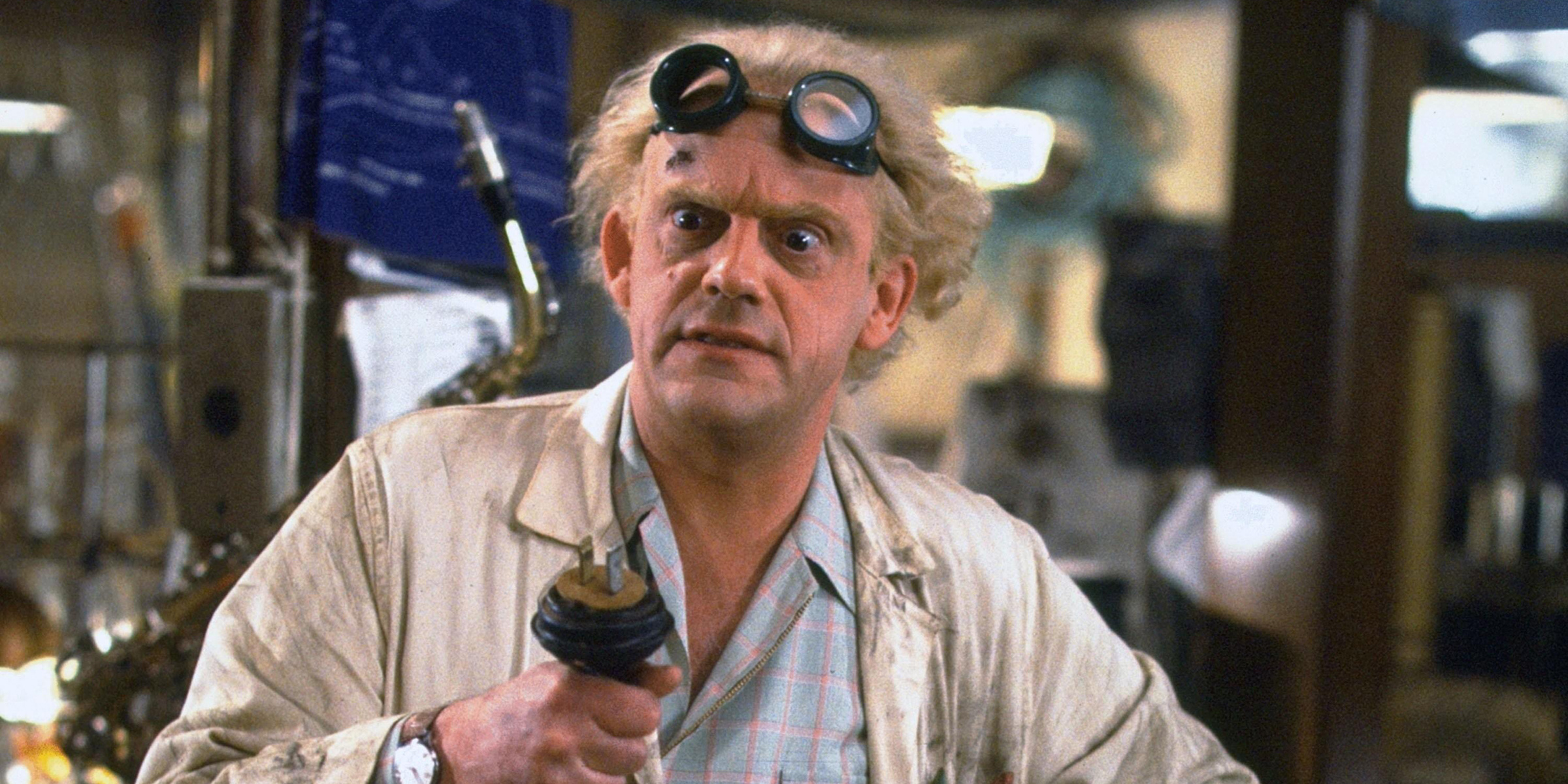 Christopher Lloyd, Back to the Future script, Iconic role, Memorable moment, 2400x1200 Dual Screen Desktop