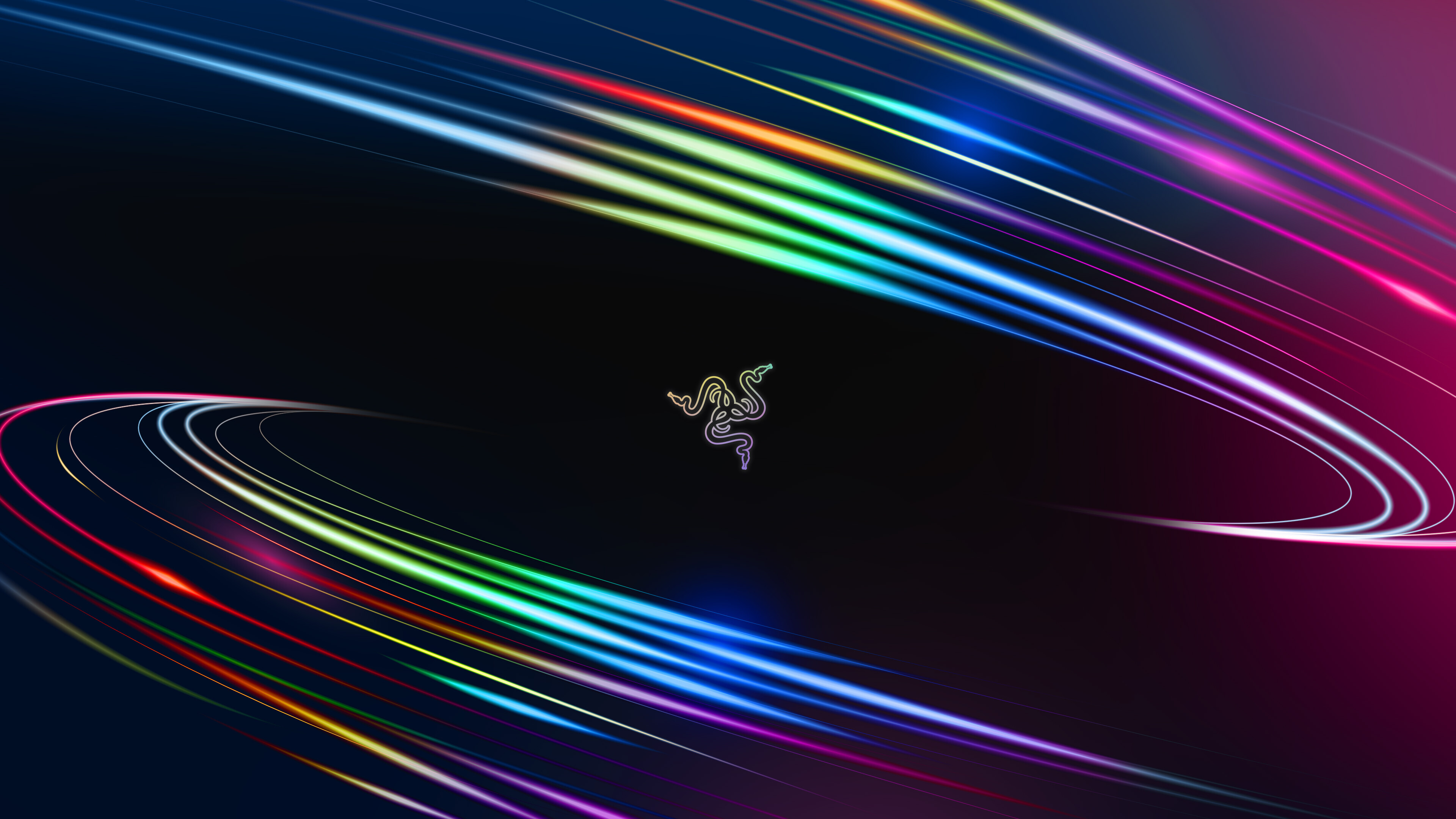 Glow in the Dark: Neon light lines, Rainbow spectrum, Infinity, Spectrum, Razer, Colorful. 3840x2160 4K Background.