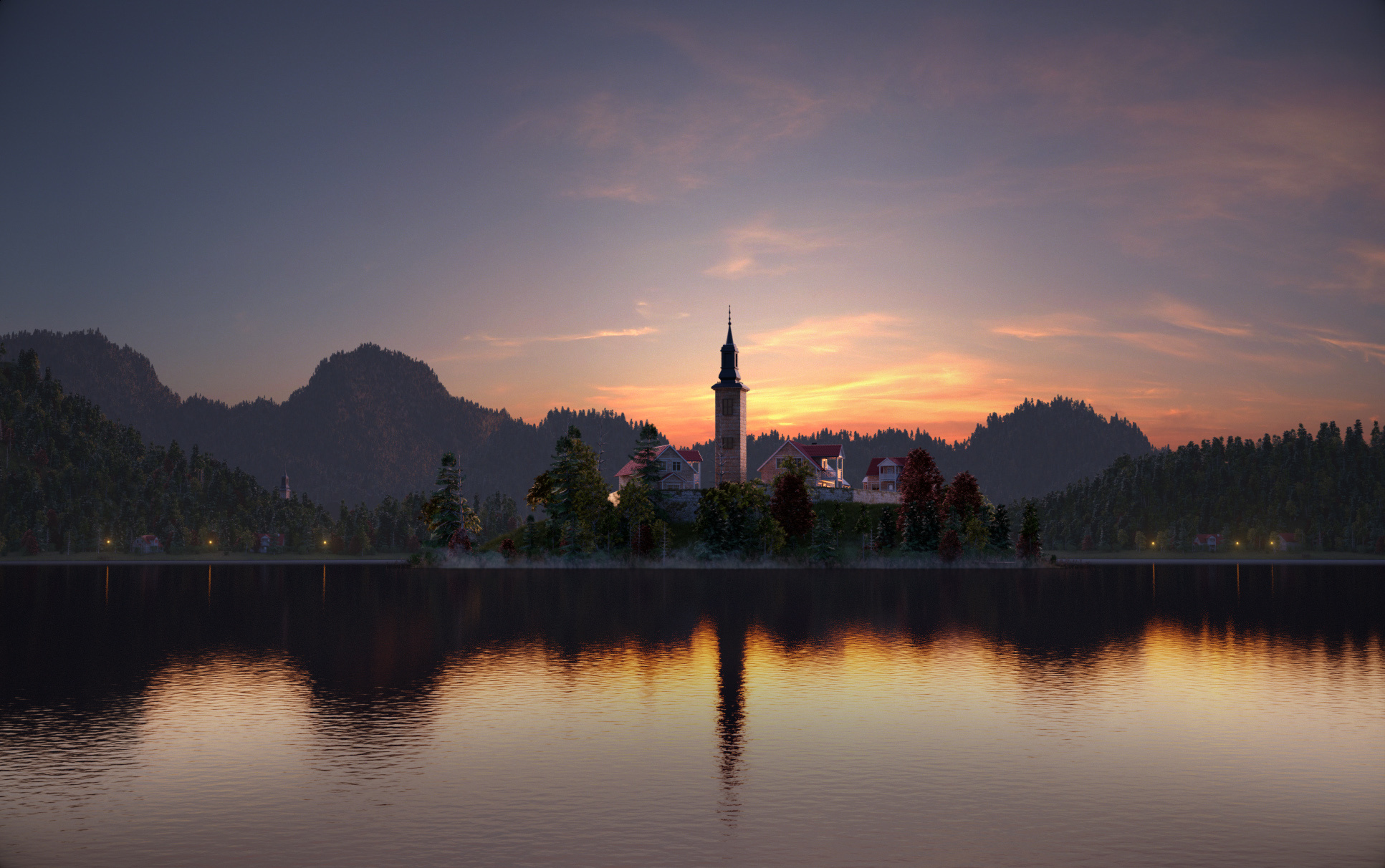 Lake Bled, Enchanting scenery, Blender artists community, Captivating project, 1940x1220 HD Desktop
