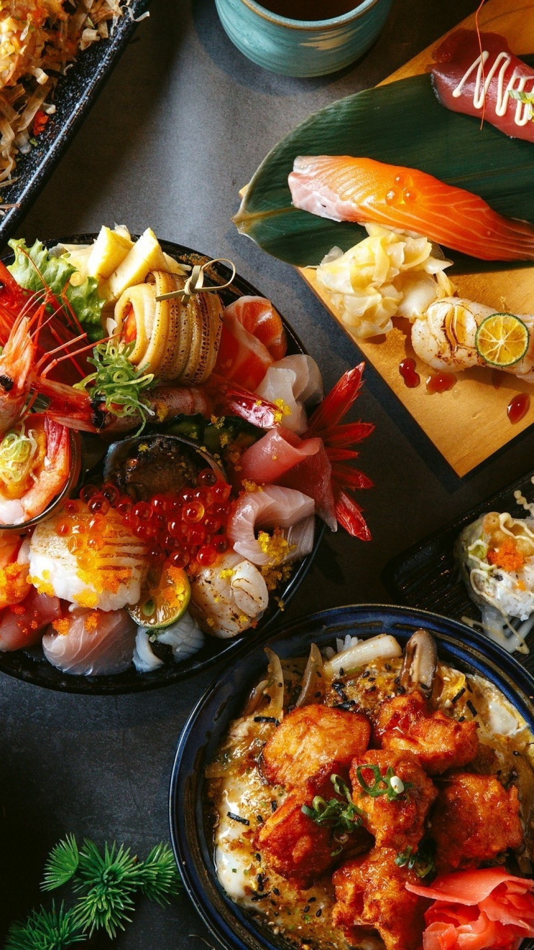 Seafood: Asian Cuisine, Manila, Mussles, Scallops, Oysters. 1080x1920 Full HD Wallpaper.