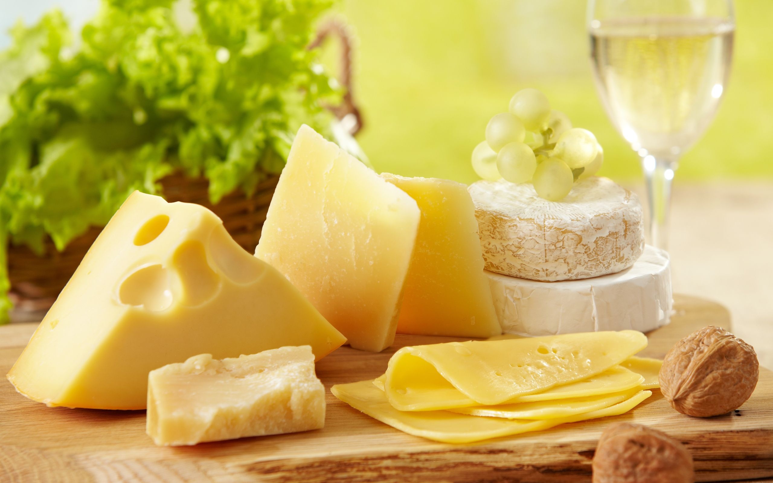 Cheese: Milk coagulated, separated, and then pressed into form. 2560x1600 HD Wallpaper.
