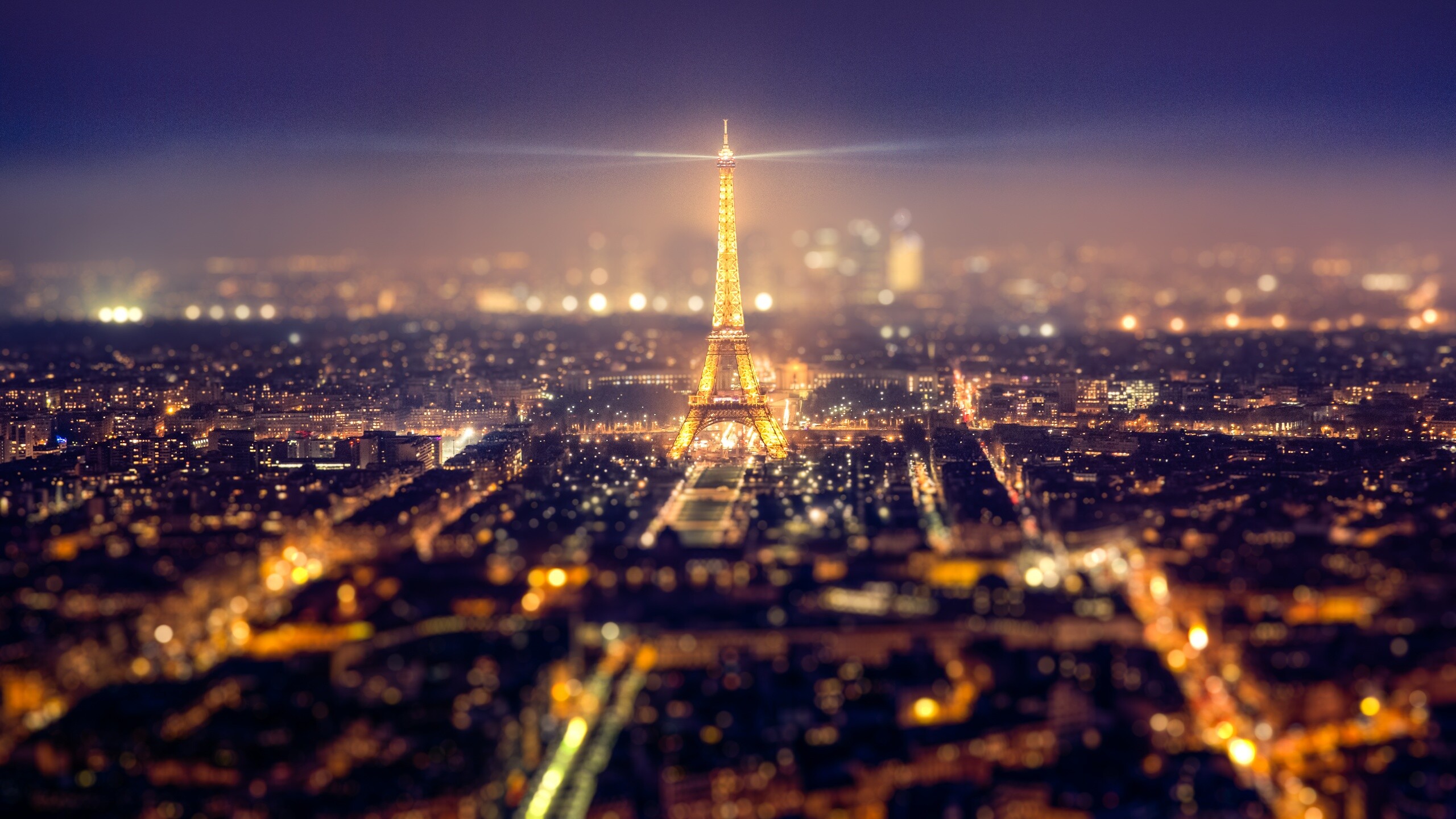 Gold Lights: Night in the city of Paris, Eiffel Tower's golden glittering lighting, The City of Lights. 2560x1440 HD Wallpaper.