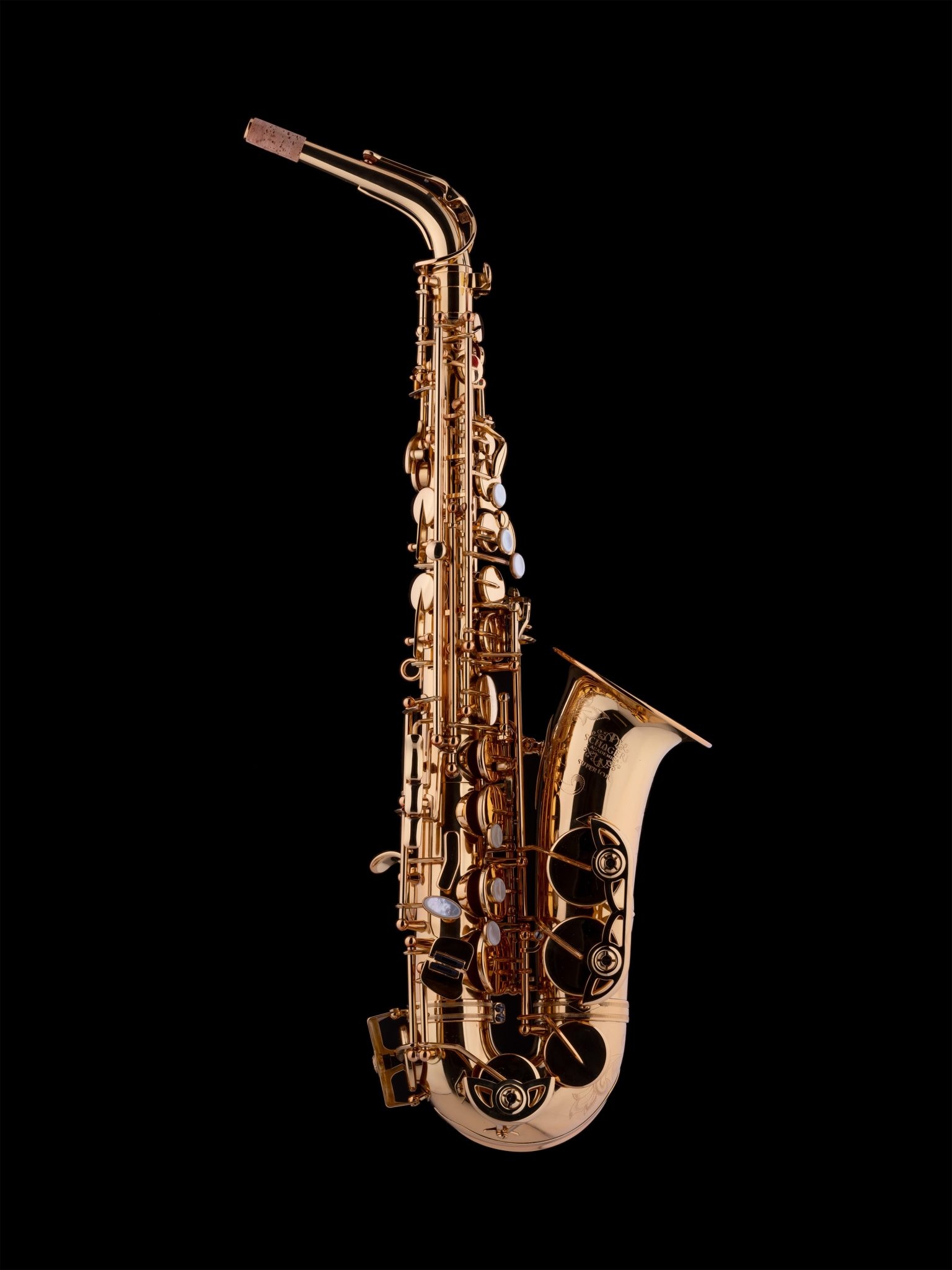 Saxophone: Woodwind, A member of a family of metal wind musical instruments. 1540x2050 HD Background.