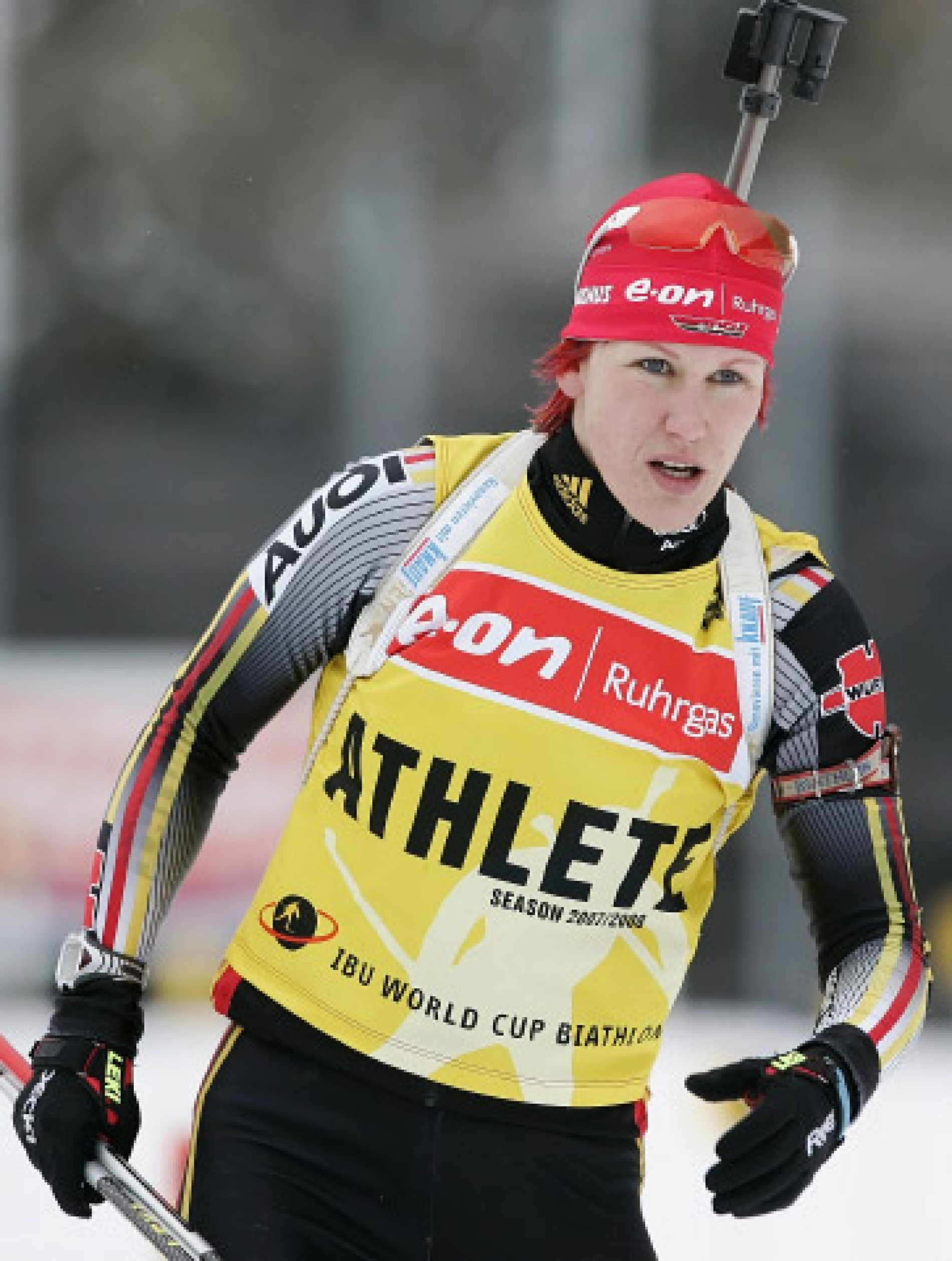Biathlon: Kati Wilhelm, Racing, A German former professional biathlete, Biathlon World Cup. 1900x2520 HD Background.