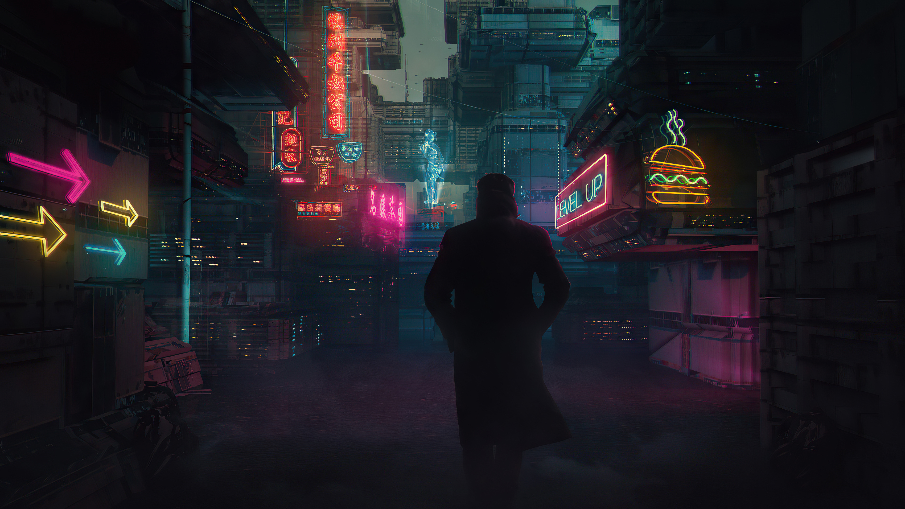 Blade Runner 2049 cyberpunk, Neon-lit alley, 4K laptop wallpapers, HD images, 3840x2160 4K Desktop