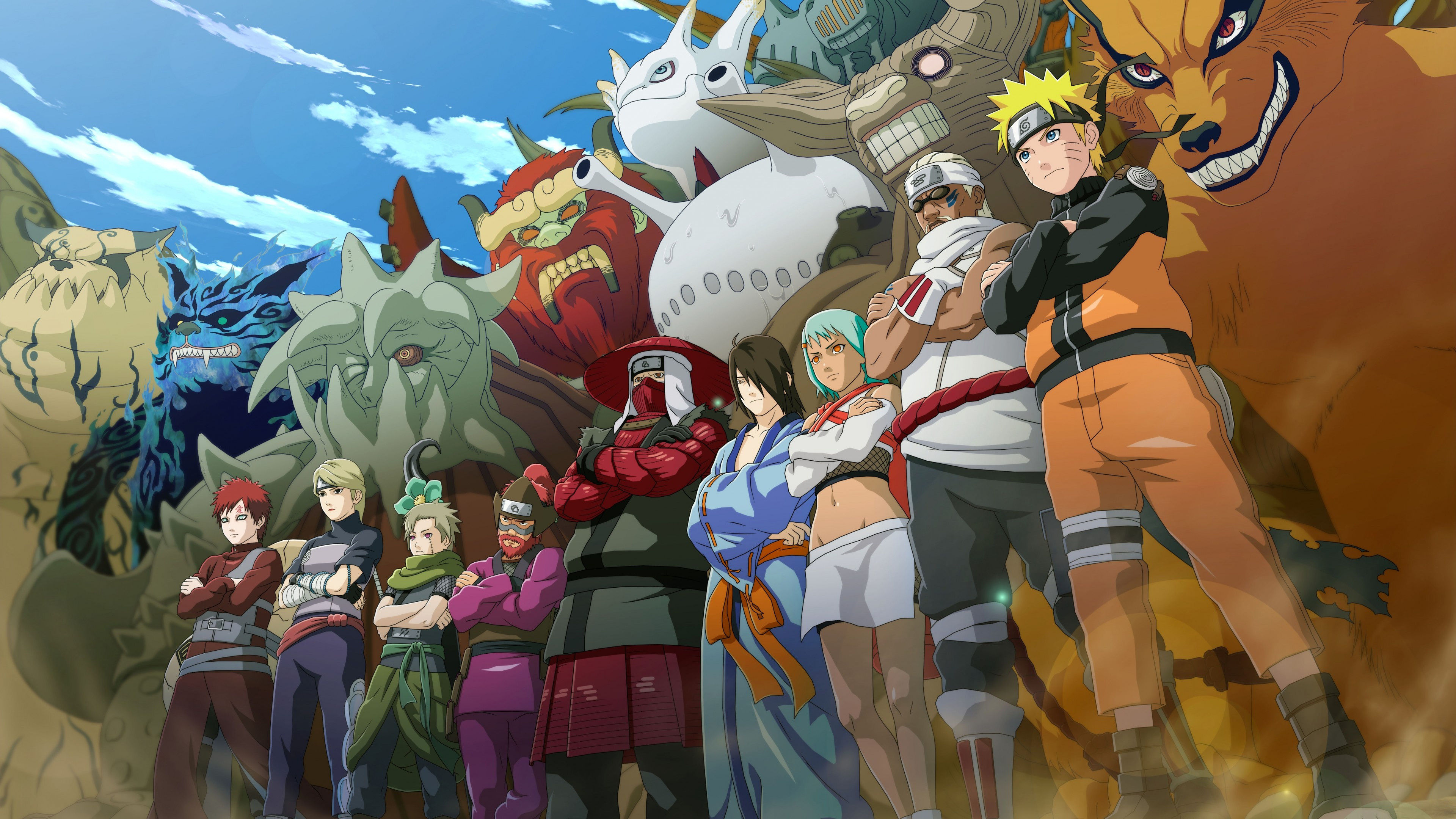 Kurama (Anime), Naruto and his allies, UHD TV wallpapers, Teamwork and power, 3840x2160 4K Desktop