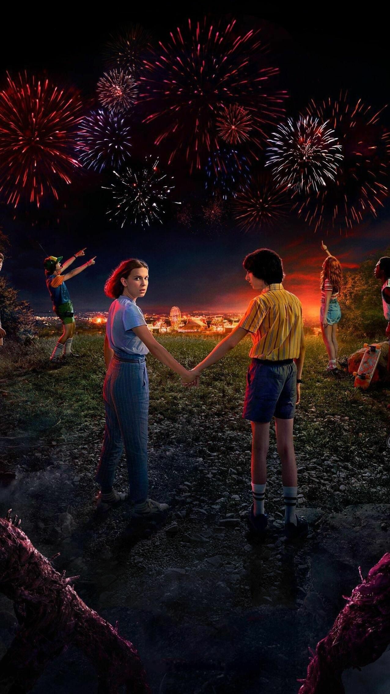 Stranger Things: Eleven / Jane Hopper and Mike Wheeler, Netflix series. 1280x2270 HD Background.