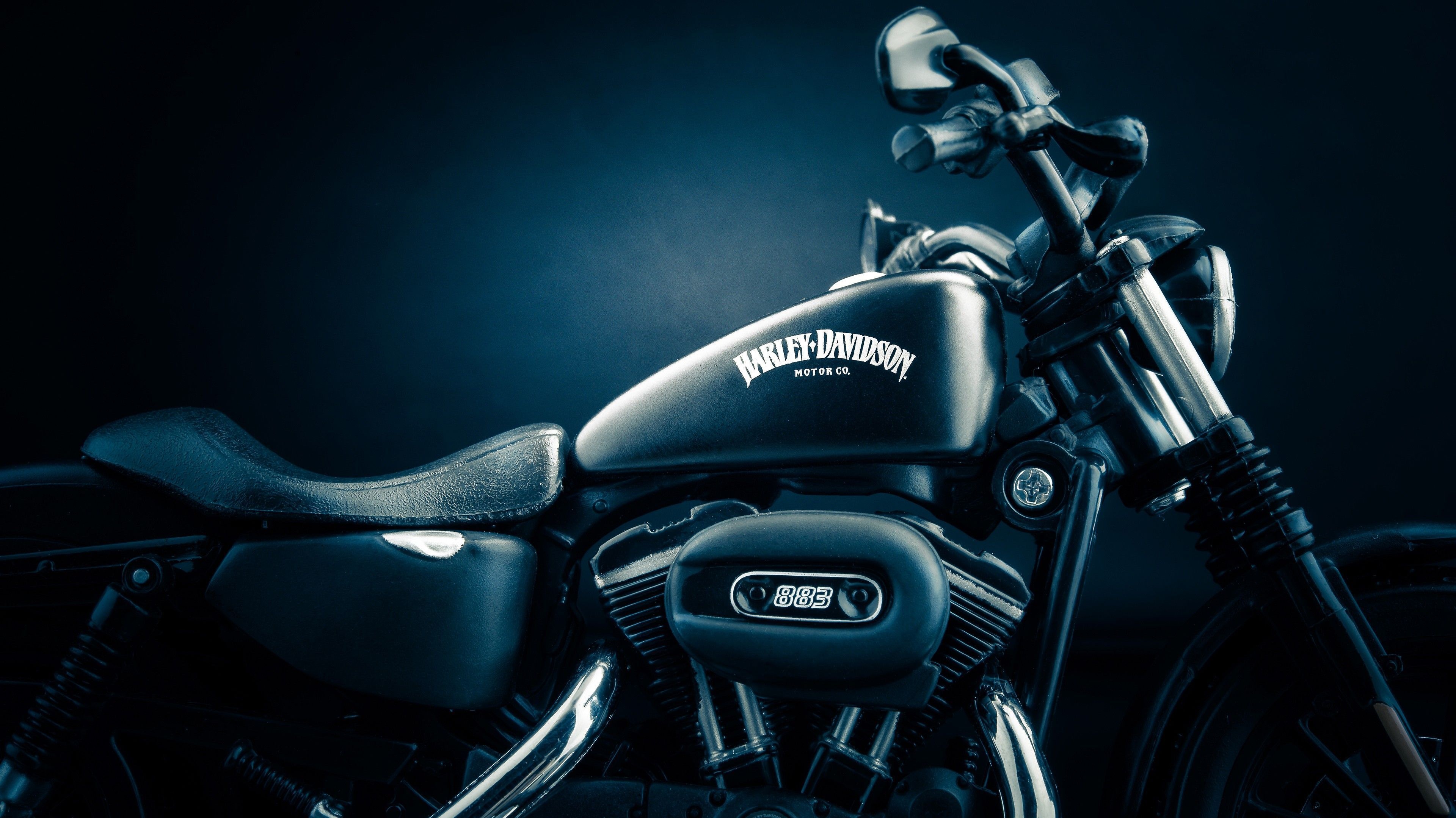 Harley-Davidson Bikes, Classic black beauty, Alluring dark wallpapers, Motorcycle elegance, 3840x2160 4K Desktop