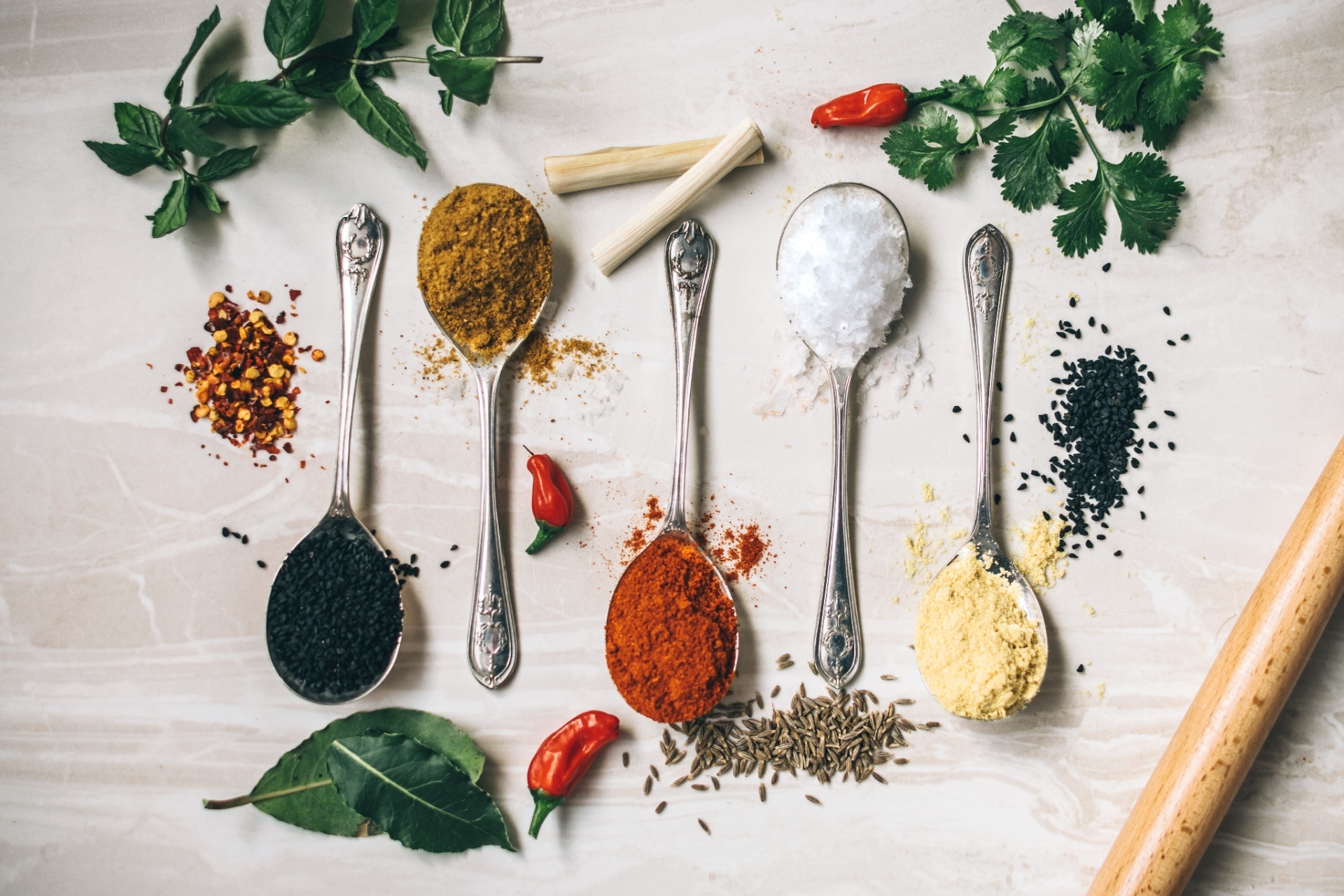 Spices: Products used in flavoring foods and beverages. 1920x1280 HD Background.
