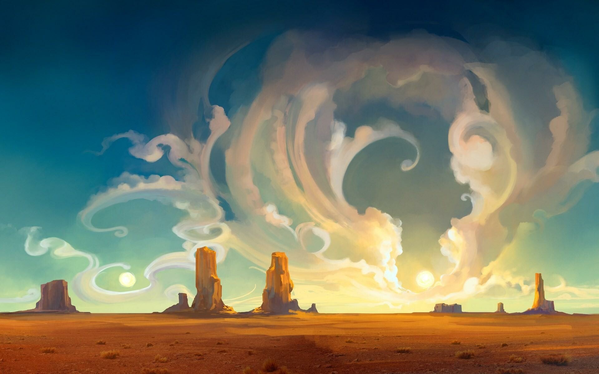 Desert: Art, Painting, Arid lands, Bedrock. 1920x1200 HD Background.