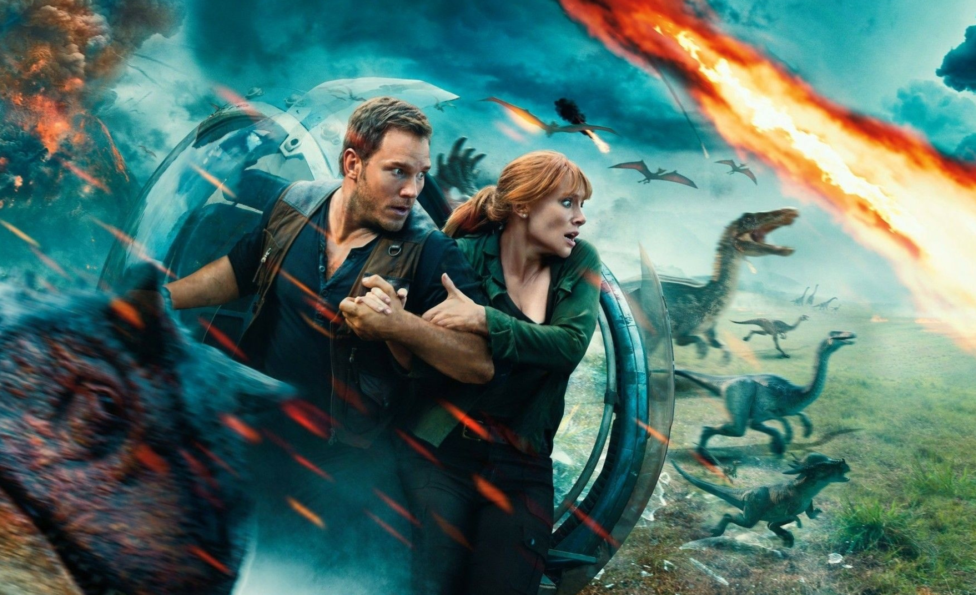 Chris Pratt: Hollywood star, Jurassic World: Fallen Kingdom, Owen Grady, Claire Dearing. 1950x1190 HD Wallpaper.