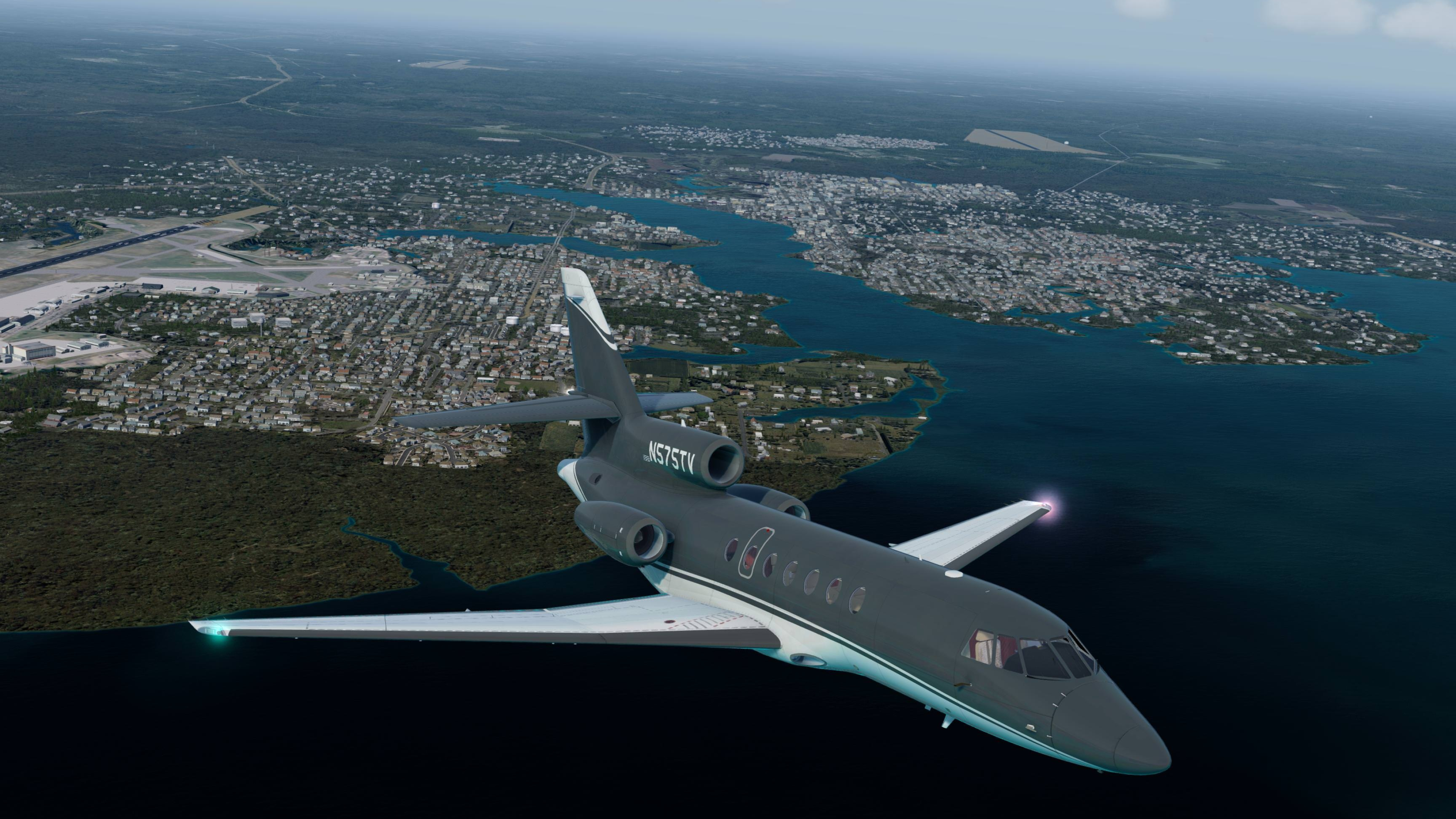 Dassault Falcon 50 travels, Flysimware simulation, Flight simulation enthusiast, Authentic flight experience, 3840x2160 4K Desktop