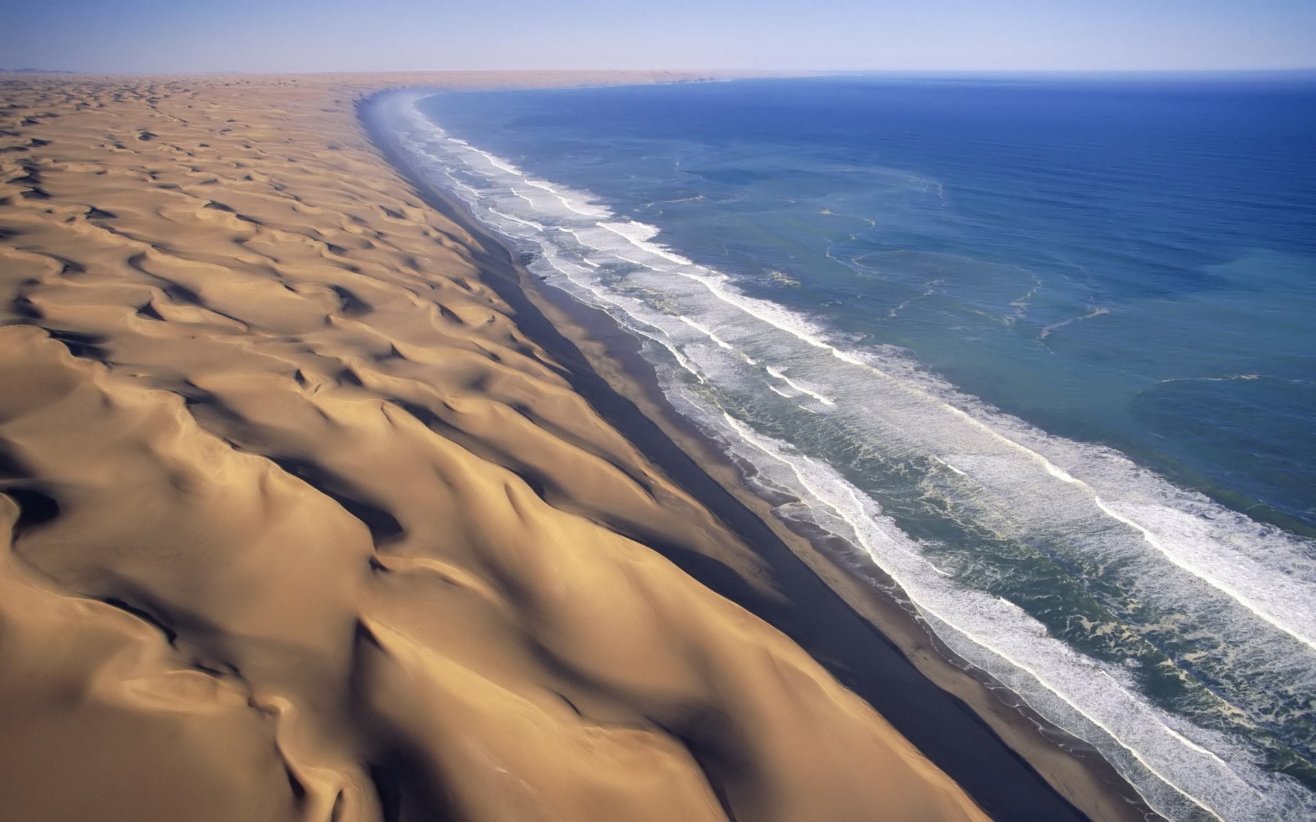 Landscape dune beach, Coastal beauty, Namibian shores, Serene seascapes, 1920x1200 HD Desktop