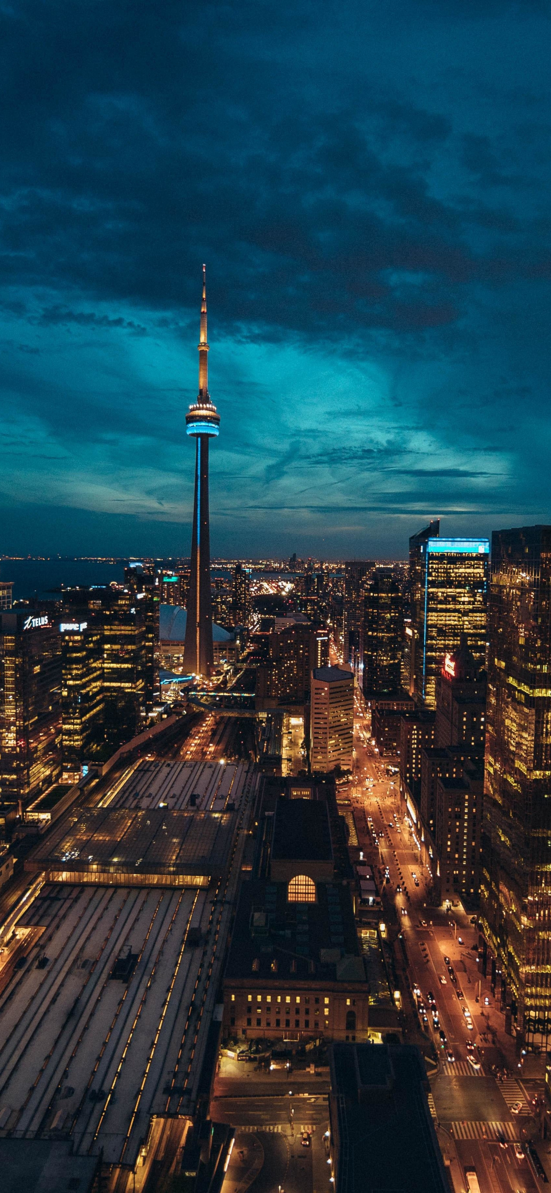 Toronto cityscape at night, iPhone wallpaper, HD background, Urban photography, 1130x2440 HD Phone