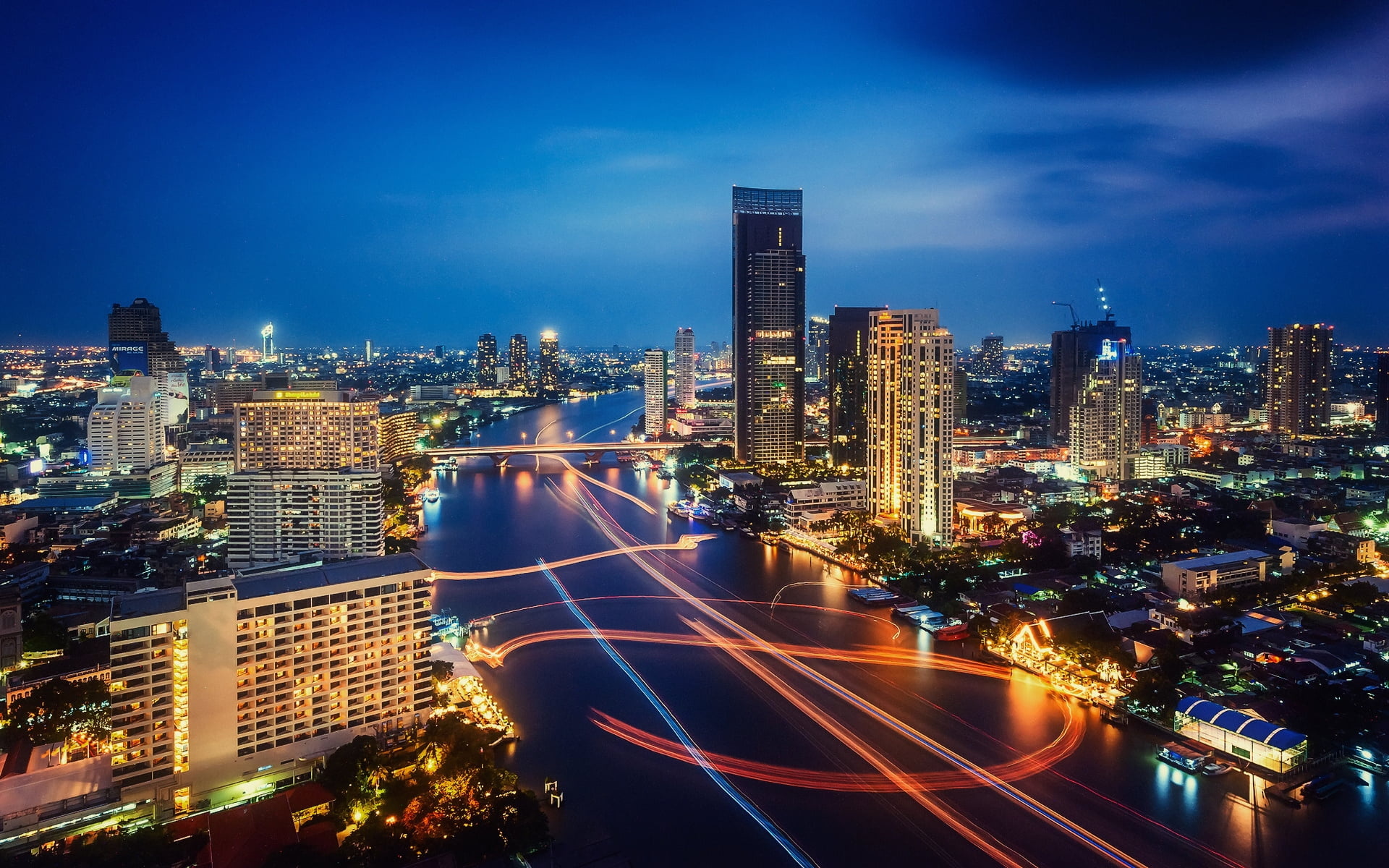 Bangkok skyline, Night city, HD wallpaper, 1920x1200 HD Desktop