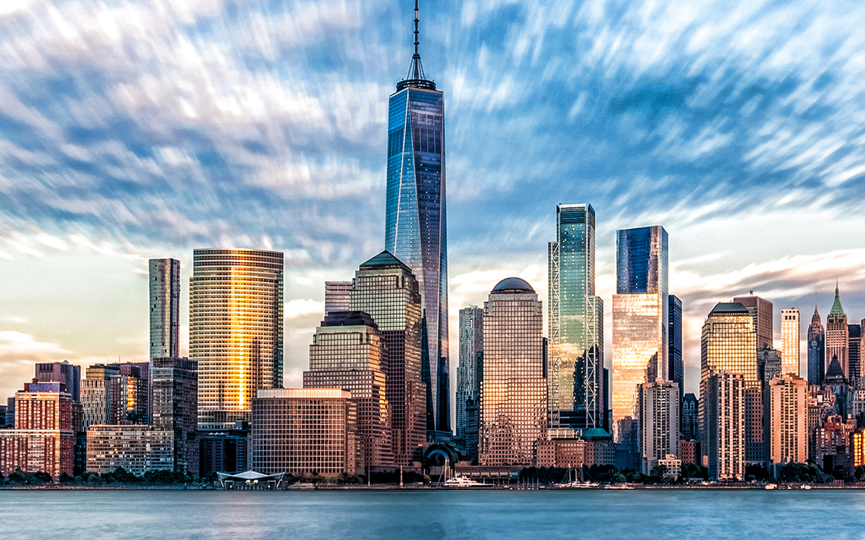 One World Trade Center, Skyscrapers panorama, New York cityscape, High quality, 2880x1800 HD Desktop