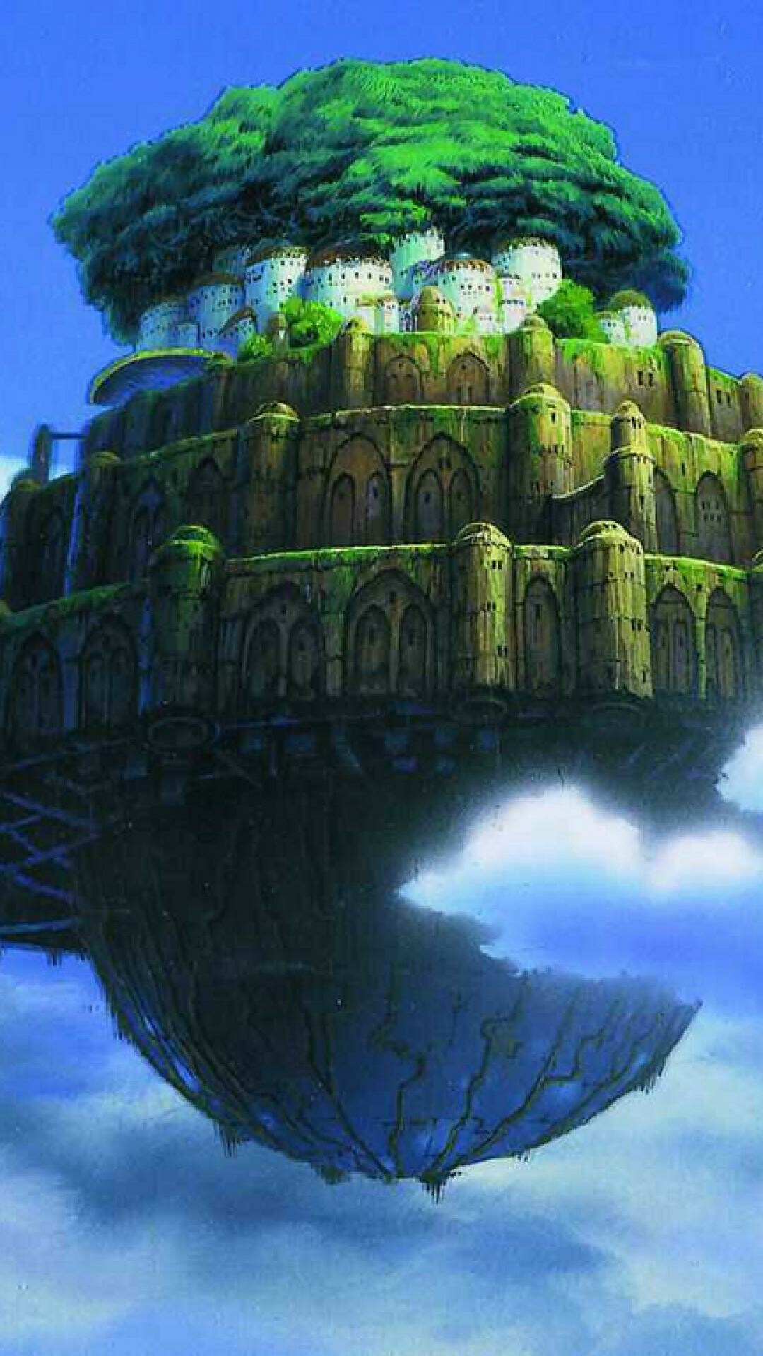 Laputa: Castle in the Sky: A legendary construction that resembles a castle, named for the floating land in Gulliver's Travels. 1080x1920 Full HD Background.