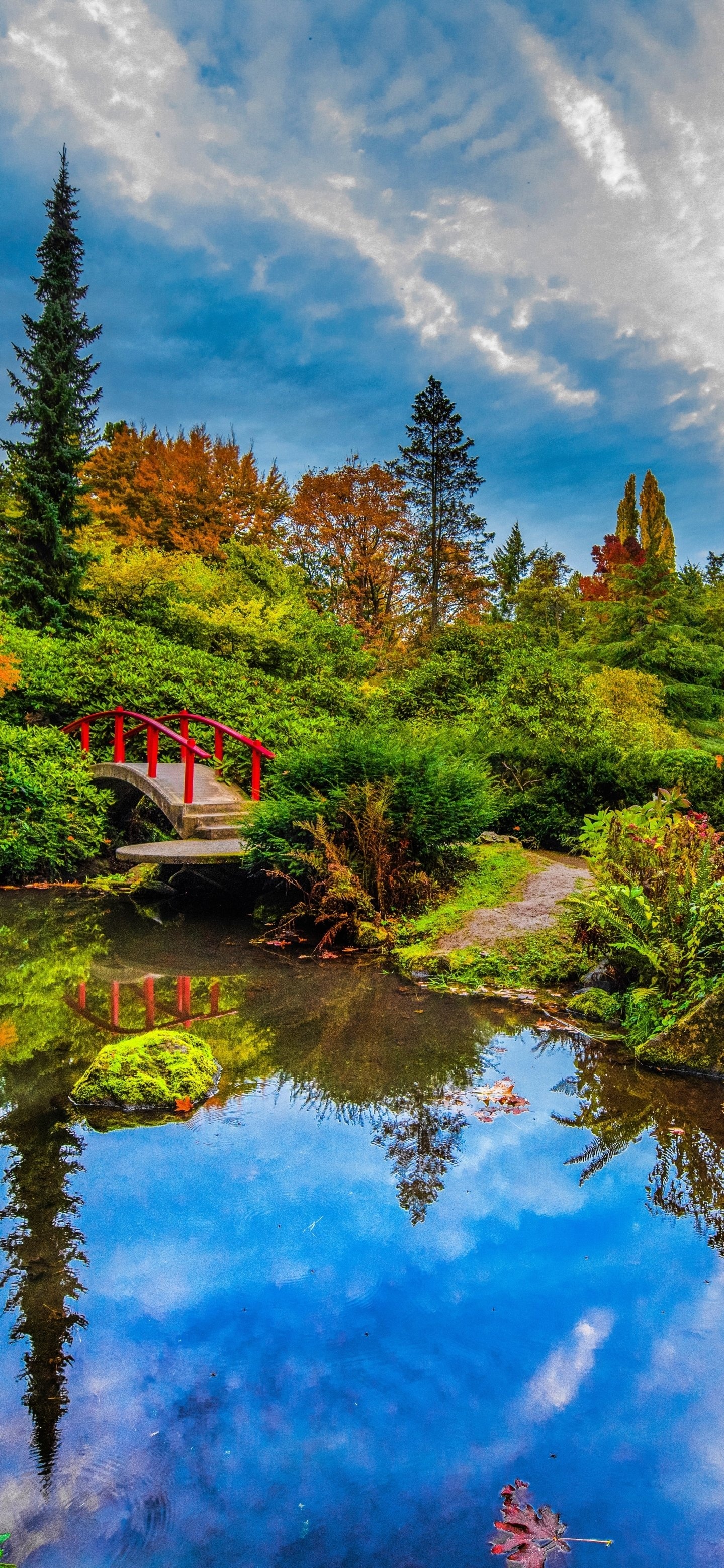 Man-made Japanese garden, Washington State travels, 1440x3120 HD Handy
