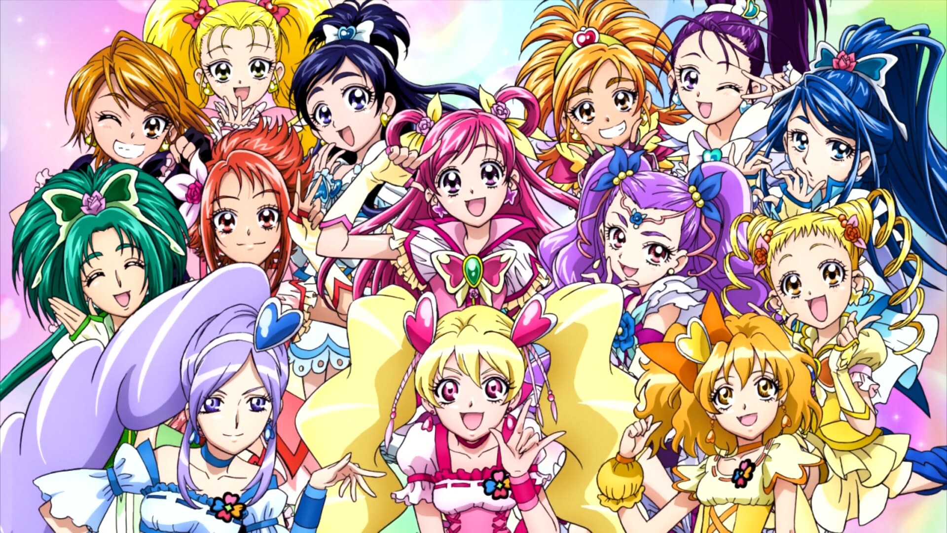Glitter Force: The Great Pretty Cure gathering, Superhero television series, Mass media franchise. 1920x1080 Full HD Wallpaper.