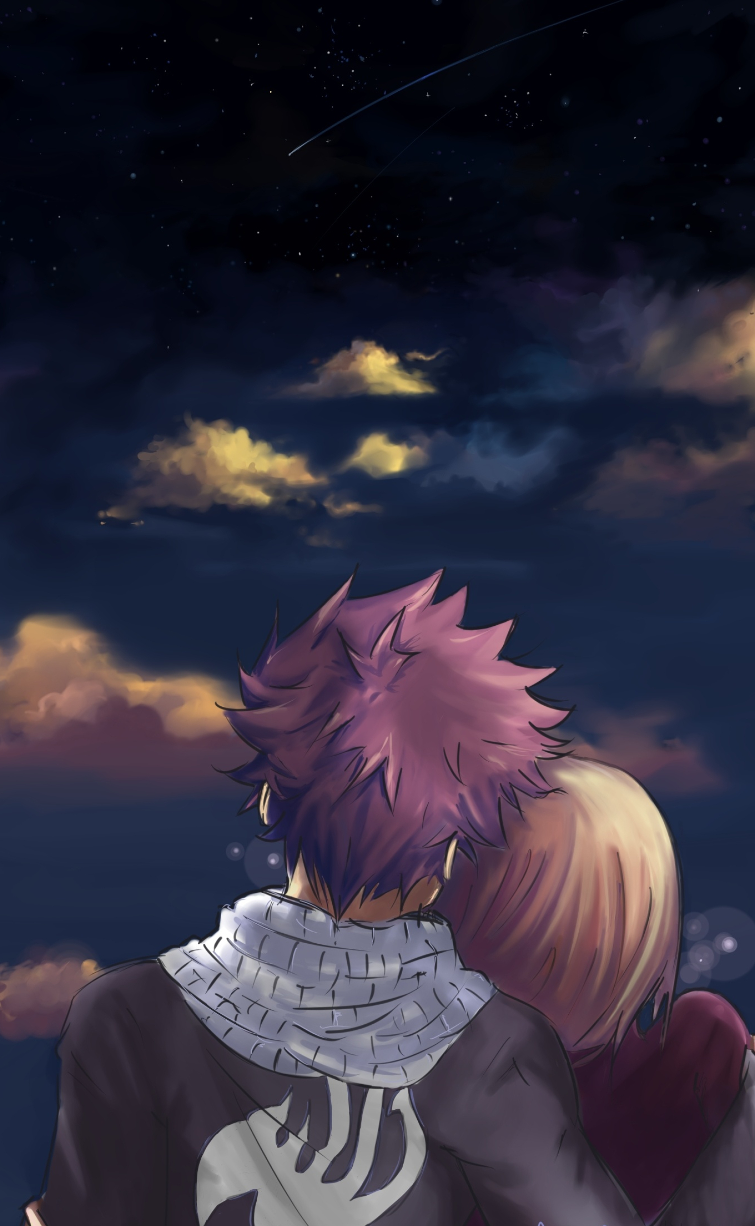 Natsu (Fairy Tail): Depicted throughout the story as a member of the eponymous wizards' guild. 1500x2440 HD Background.