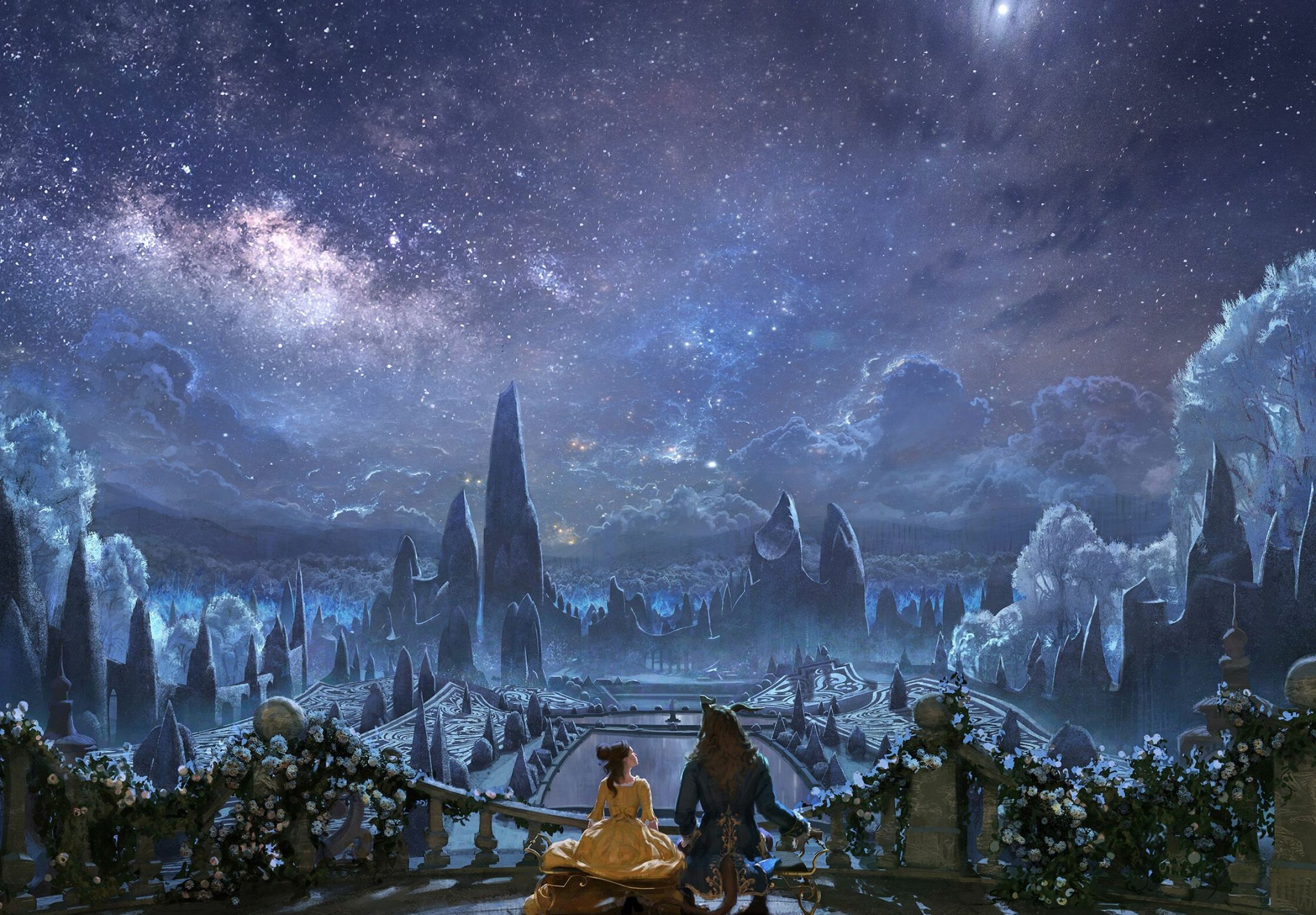 Beauty and the Beast: Disney romantic fantasy, based on the 1756 fairy tale. 2500x1740 HD Wallpaper.
